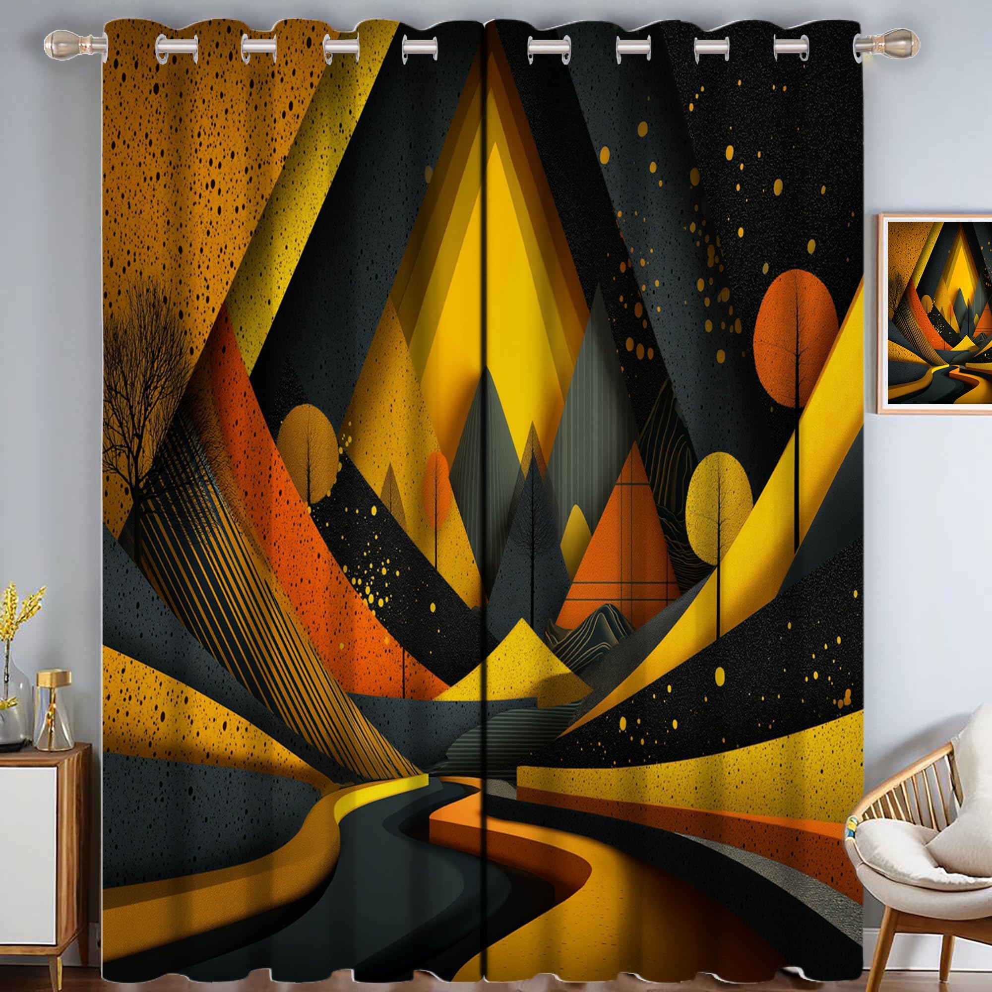 Rideaux occultants thermiques géométriques isolant froid et lumière pour chambre
