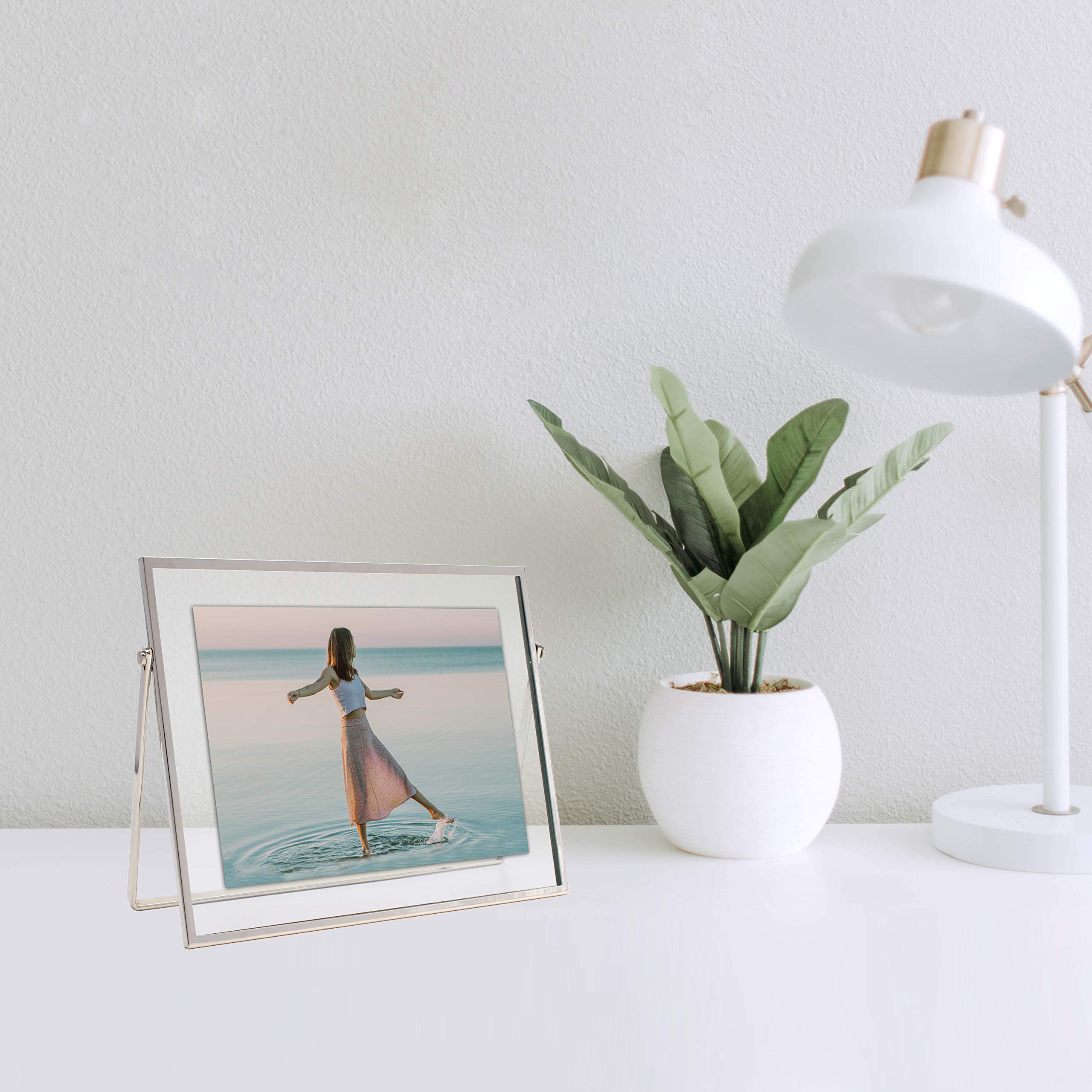 MIMOSA MOMENTS Silver Metal Floating Picture Frame (Silver, 5x7 horizontal)