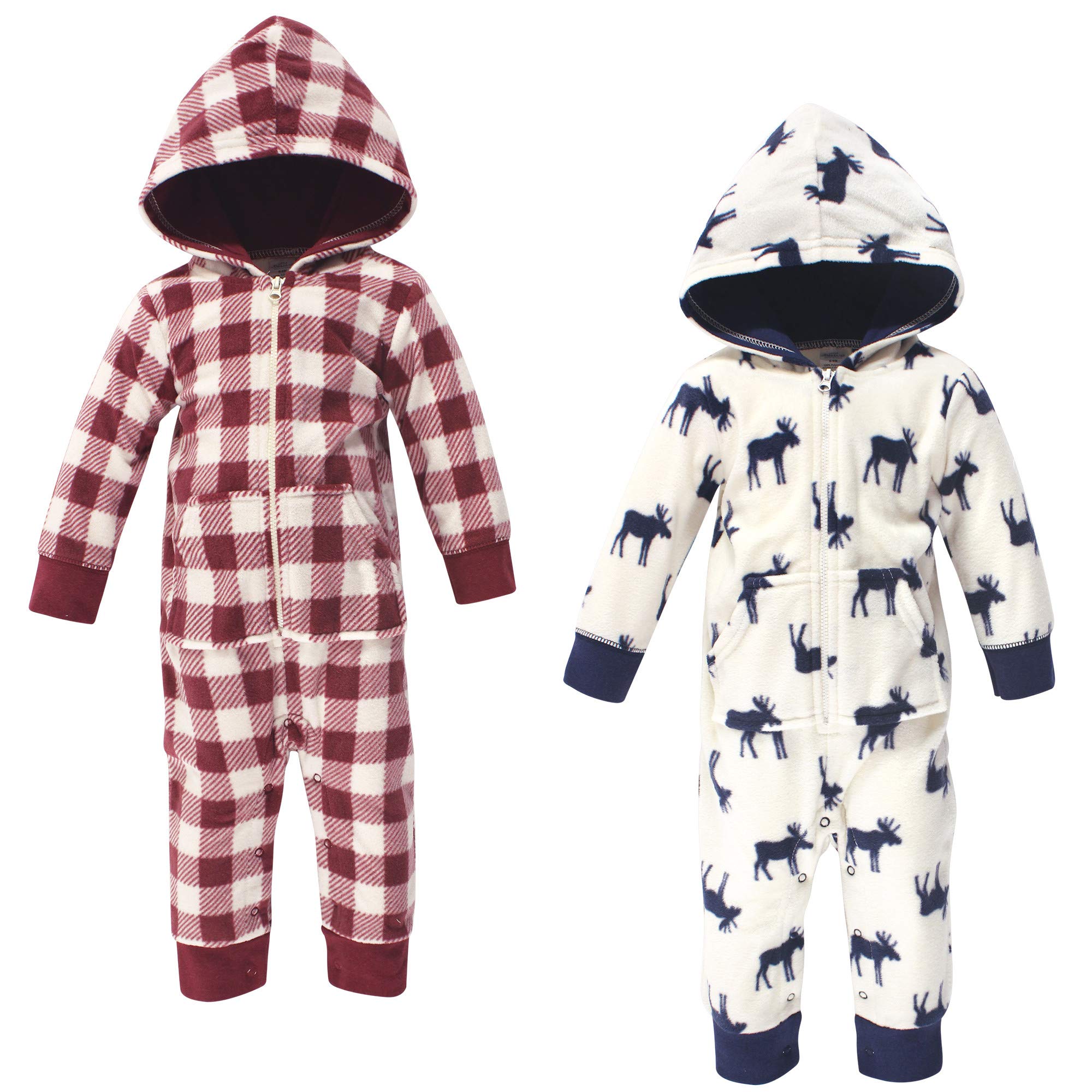 Little Treasure Unisex Baby Fleece Jumpsuits and Coveralls, Moose Baby, 0-3 Months