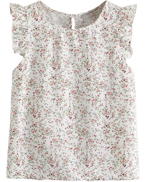 Floerns Women's Cute Ditsy Floral Print Frill Sleeve Blouse Top
