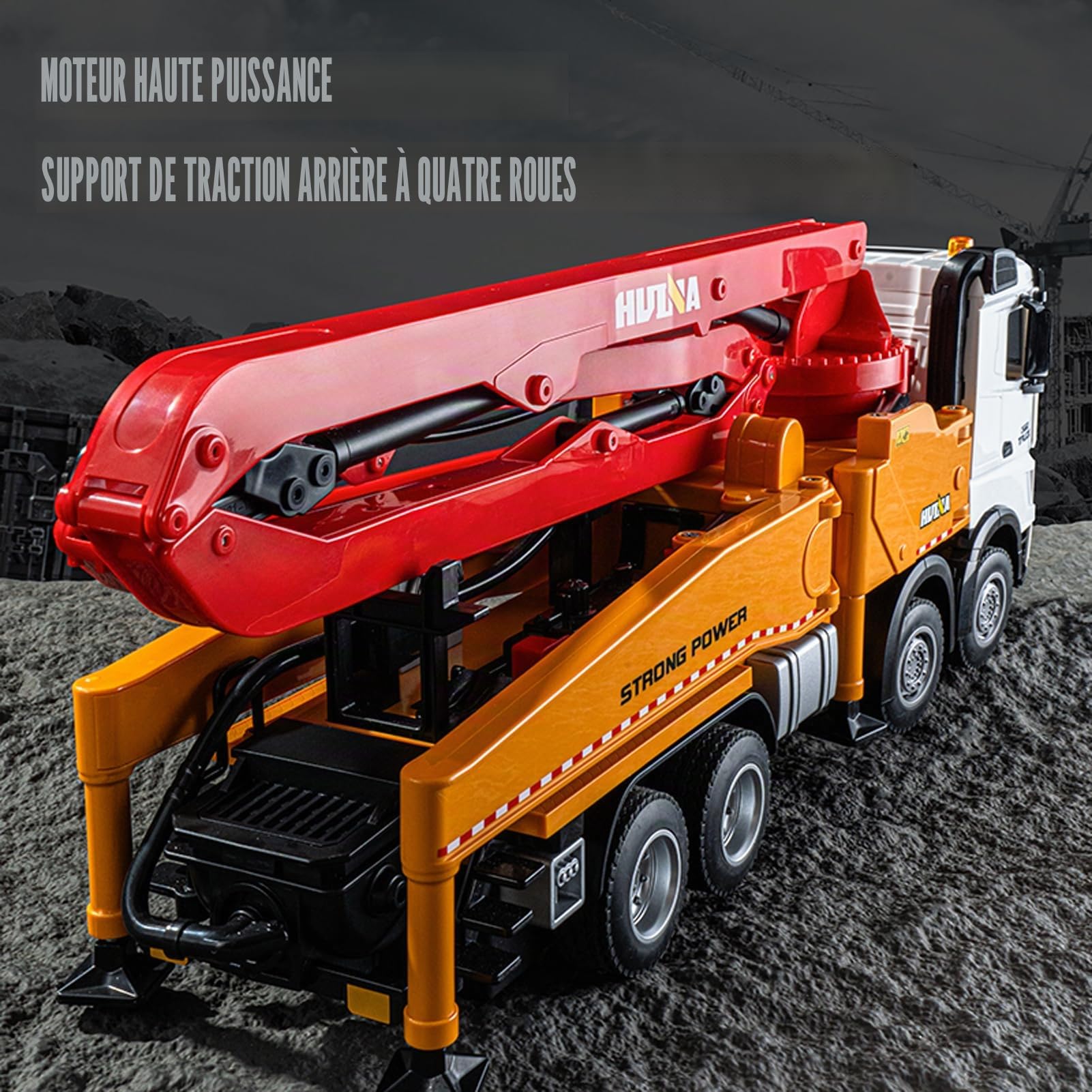 Véhicule de Chantier, Camion Pompe à Béton Télécommandé 2.4G, Modèle de Construction avec Pompe à Eau Fonctionnante, Lumières et Sons, Matériel Haute Résistance