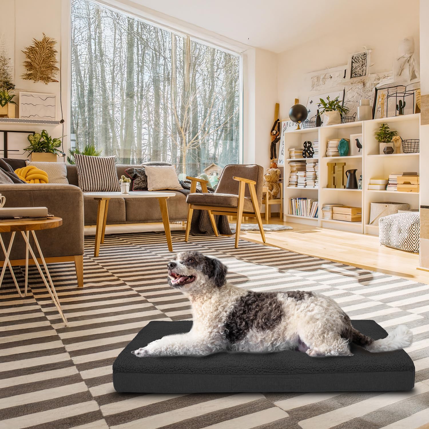 Petzzz Ortopedyczna poduszka dla psa, materac dla psa, legowisko dla psa, pianka z pamięcią kształtu, szara, poszewka nadająca się do prania (XL 120 x 85 x 10 cm)