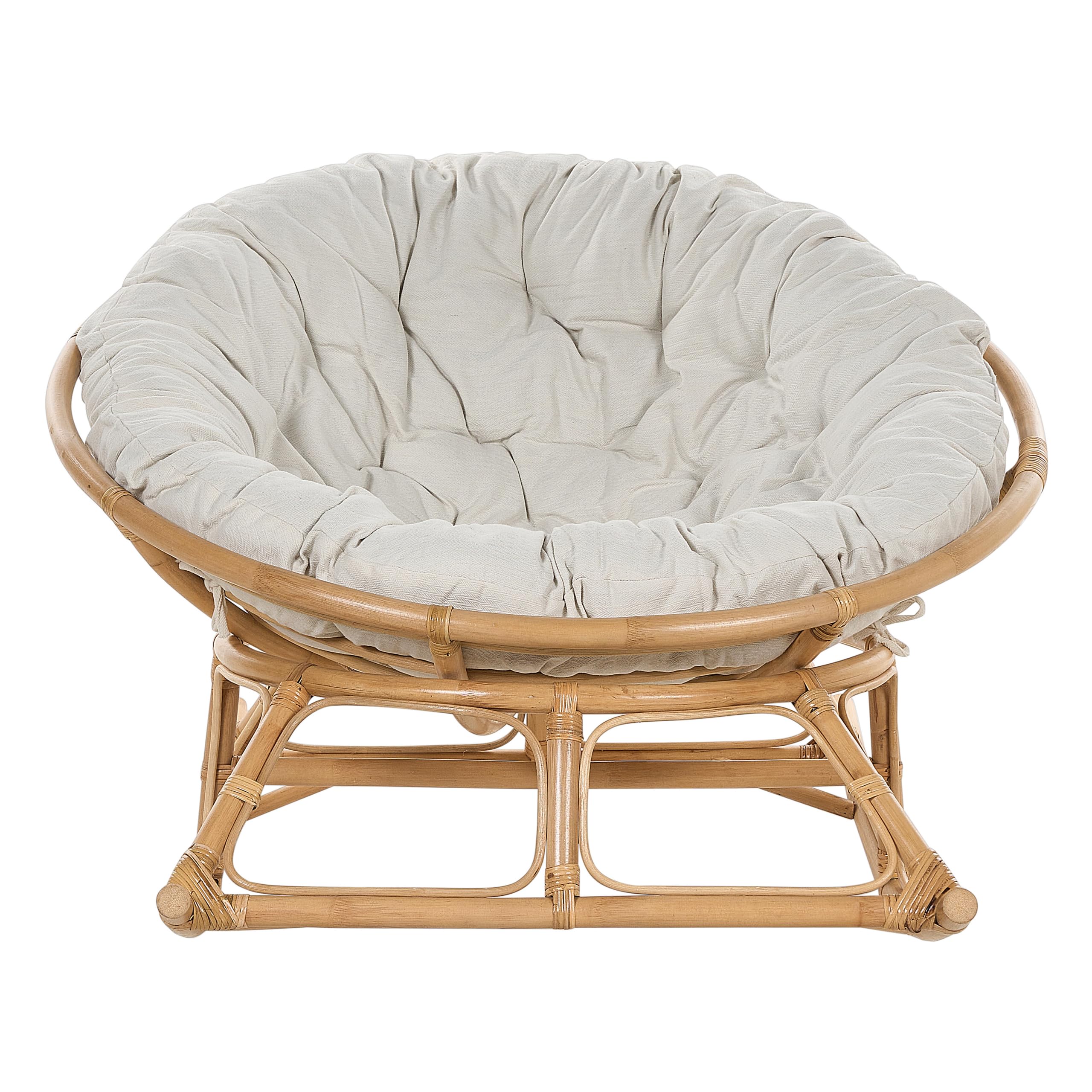 Beliani Fauteuil à Bascule Rond en Rotin Ton Naturel et Beige Clair Empilable Orvieto