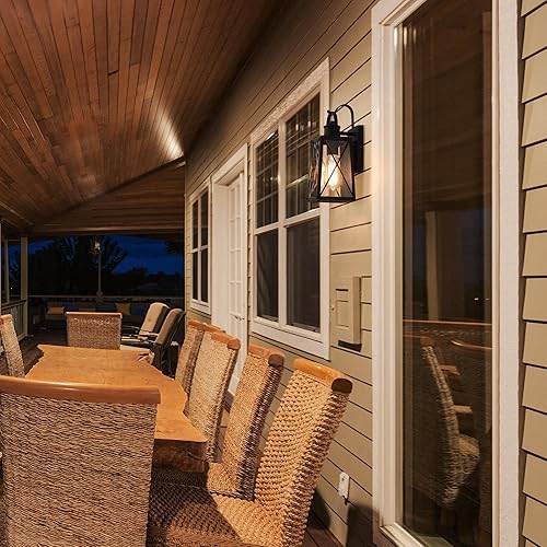 Miniatura 7 de Luces de pared para exteriores, apliques de pared exterior con vidrio semillado, faroles impermeables y antioxidantes para puerta delantera,