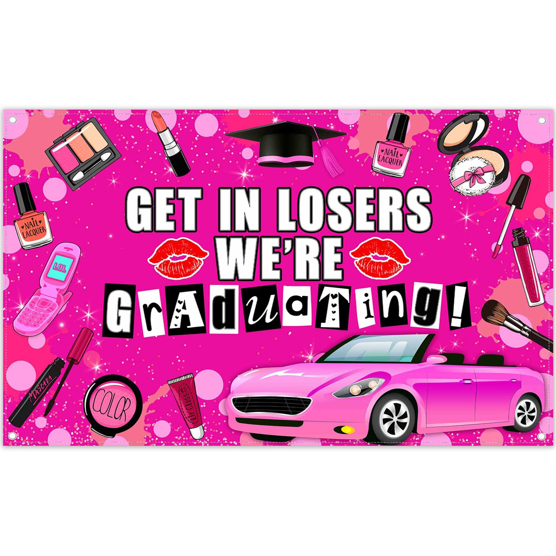 Swepuck 72x43inch Backdrop Get in Losers We are Graduating Background Pink Girls Condrats Grad Party Decoration Class of 2025 Graduation Photo Booth