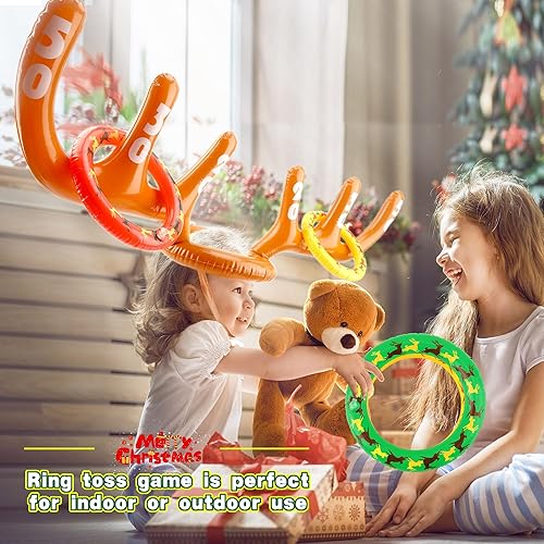 Miniatura 5 de Christmas Inflatable Reindeer Antler Ring Toss Games Reindeer Antler Hat Headband Ring Toss Game for Kids Xmas Party Supplies Indoor Games (4