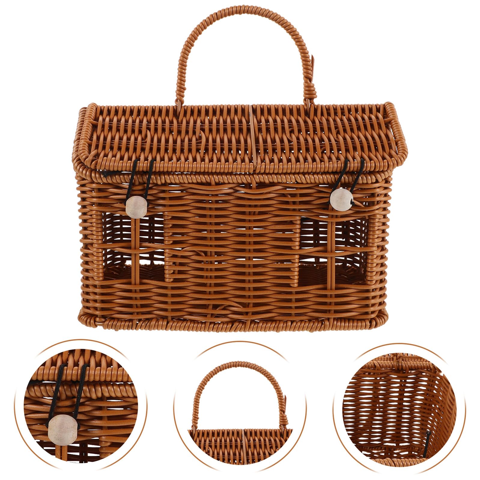 LOORGVEL Cesta Tejida Mano con Asa Diseño Casita Almacenamiento Portátil para Dulces y Regalos Cesta de Ratán para Decoración de Bodas y Fiestas Navideñas