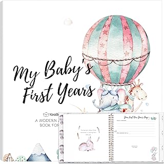 First 5 Years Baby Memory Book Journal - 90 Pages Hardcover First Year Keepsake Milestone Baby Book for Boys, Girls - Baby Scrapbook - Baby Album and Memory Book (Adventureland)
