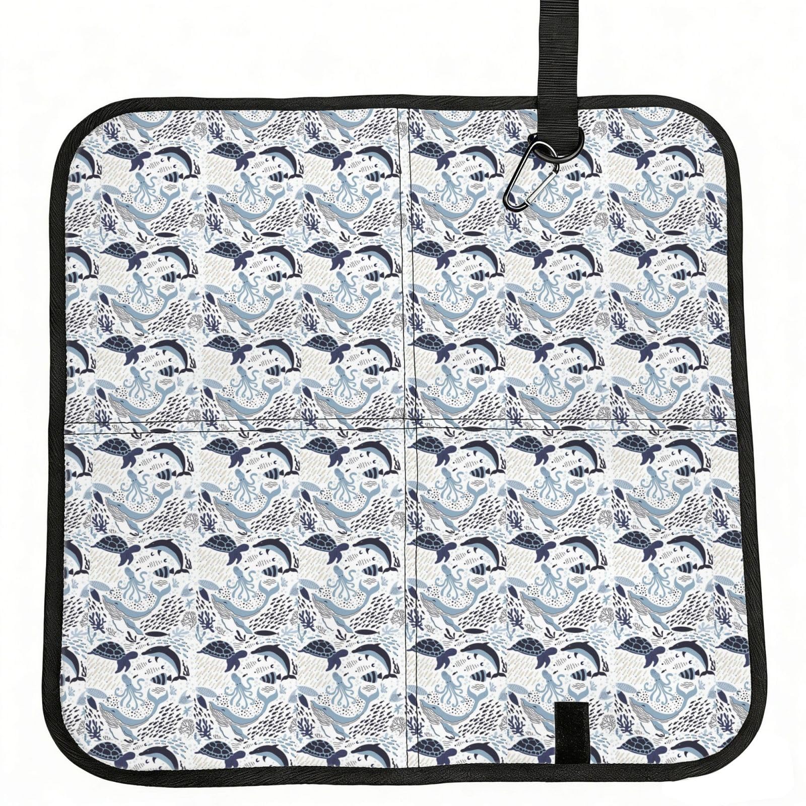 ERCgad Turtle Octopus Pattern Ocean Theme Print Foldable Seat Cushion Portable Chair Pad Lightweight Travel Outdoor Office Home