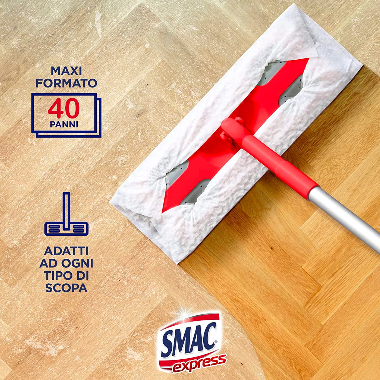 Smac Express - Panni Cattura Polvere Compatibili con Ogni Scopa, 320 Panni Cattura e Trattiene Polvere Adatti a Tutti i Pavimenti, 8 Confezioni