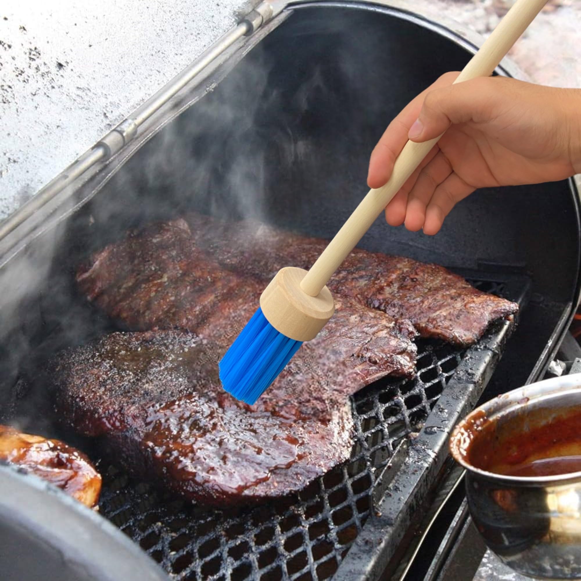 AVIMYA Meat Injector Syringe, Turkey Basting Food Seasoning Injector, 3 Marinade Injector Needles 2 Cleaning Brushes for Grill BBQ