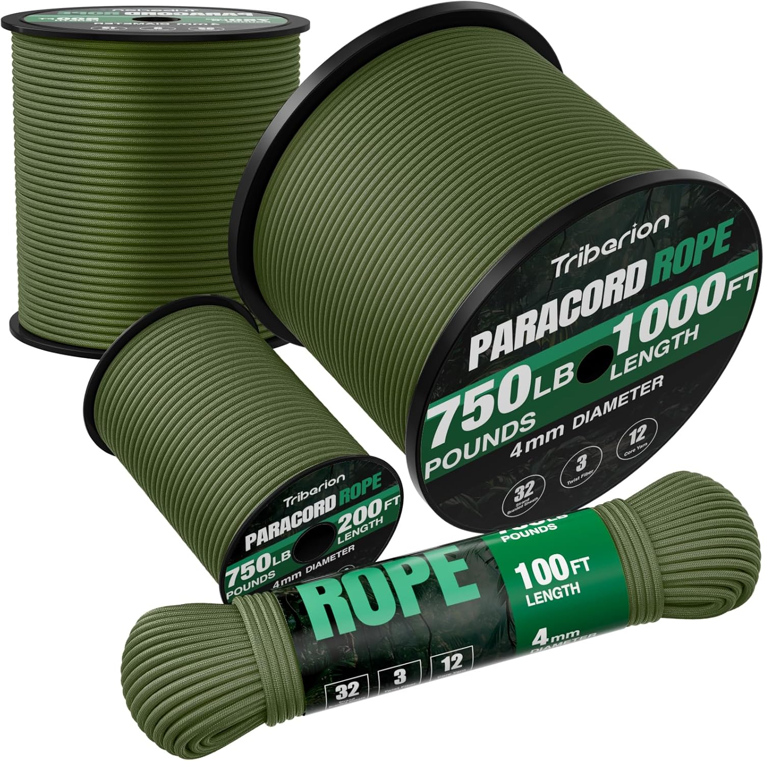 Paracord Rope 750 lb – 1000ft / 500ft / 200ft / 100ft 5/32″ Parachute Cord 4MM 12-Strand para Cord – Heavy Duty Spool String for Survival,Camping Gear, Survival Bracelet, Clothesline