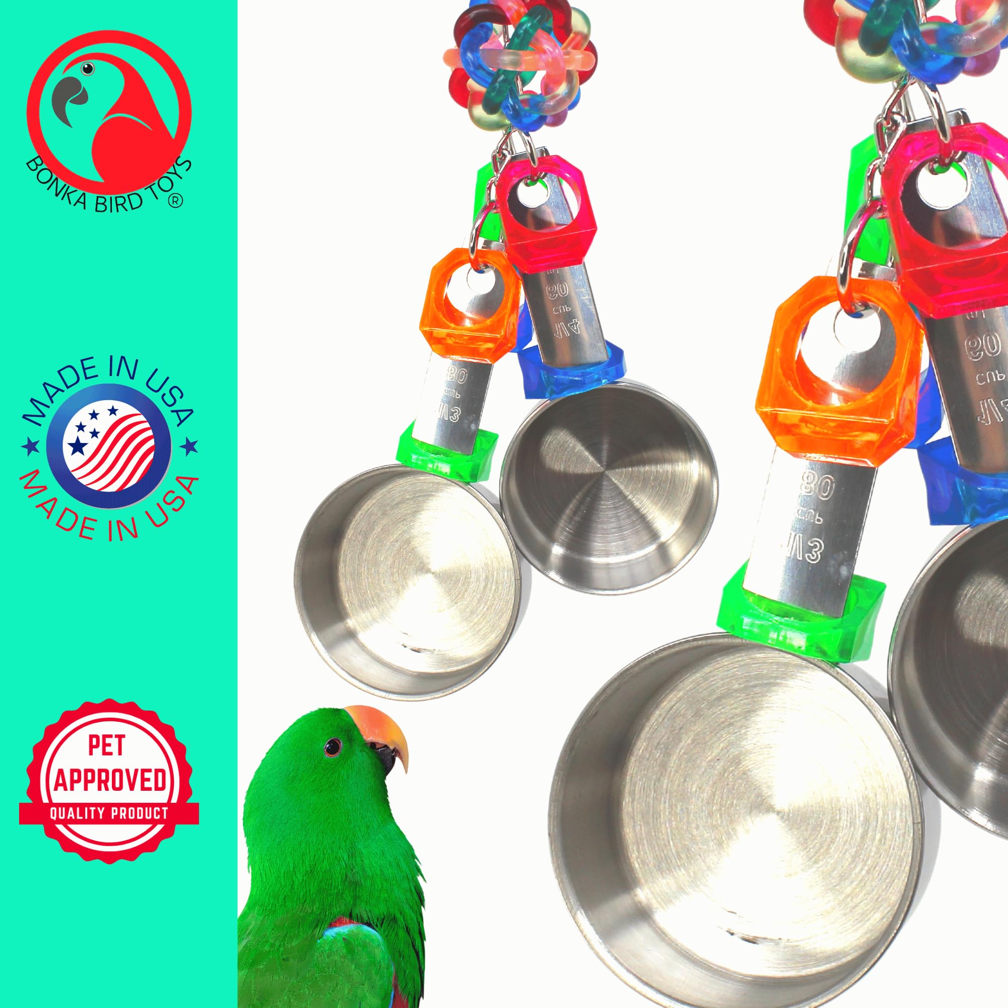 Bonka Bird Toys 1400 średnich garnków, klatka dla papug, klatka na zabawki, afrykańska szarość, wysokiej jakości produkt, ręcznie wykonany w USA.