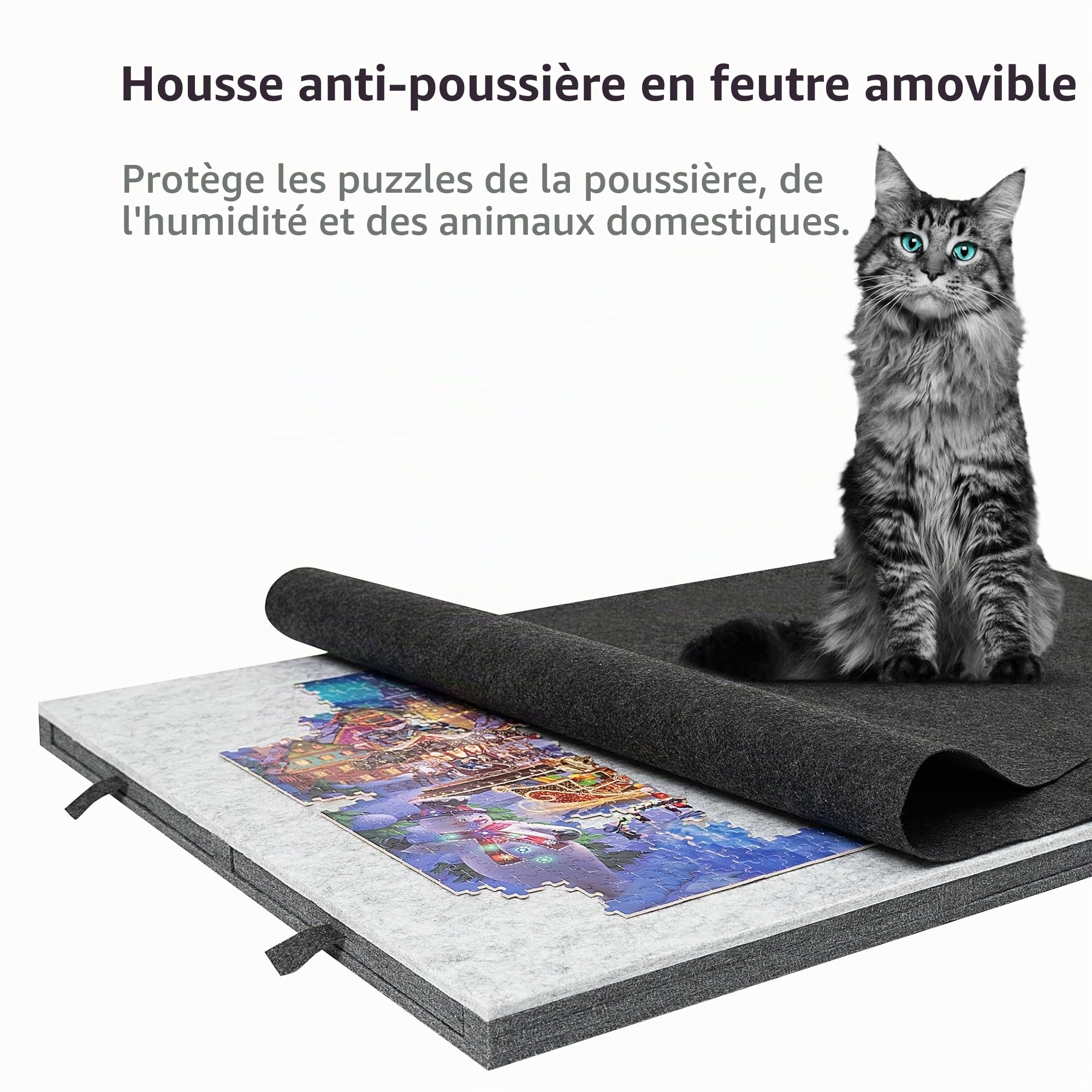 Lavievert Planche de Puzzle Avec 4 Tiroirs et Tapis - Plateau Double Face en Feutre Pour Adultes, Table Portable Pour Jeux Jusqu'à 1500 Pièces