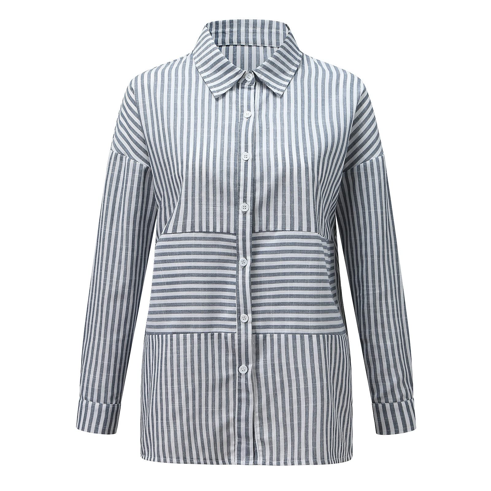 UOGE Women TopCottonTurn-Down Collar Business Loose Shirt Blouse for Women