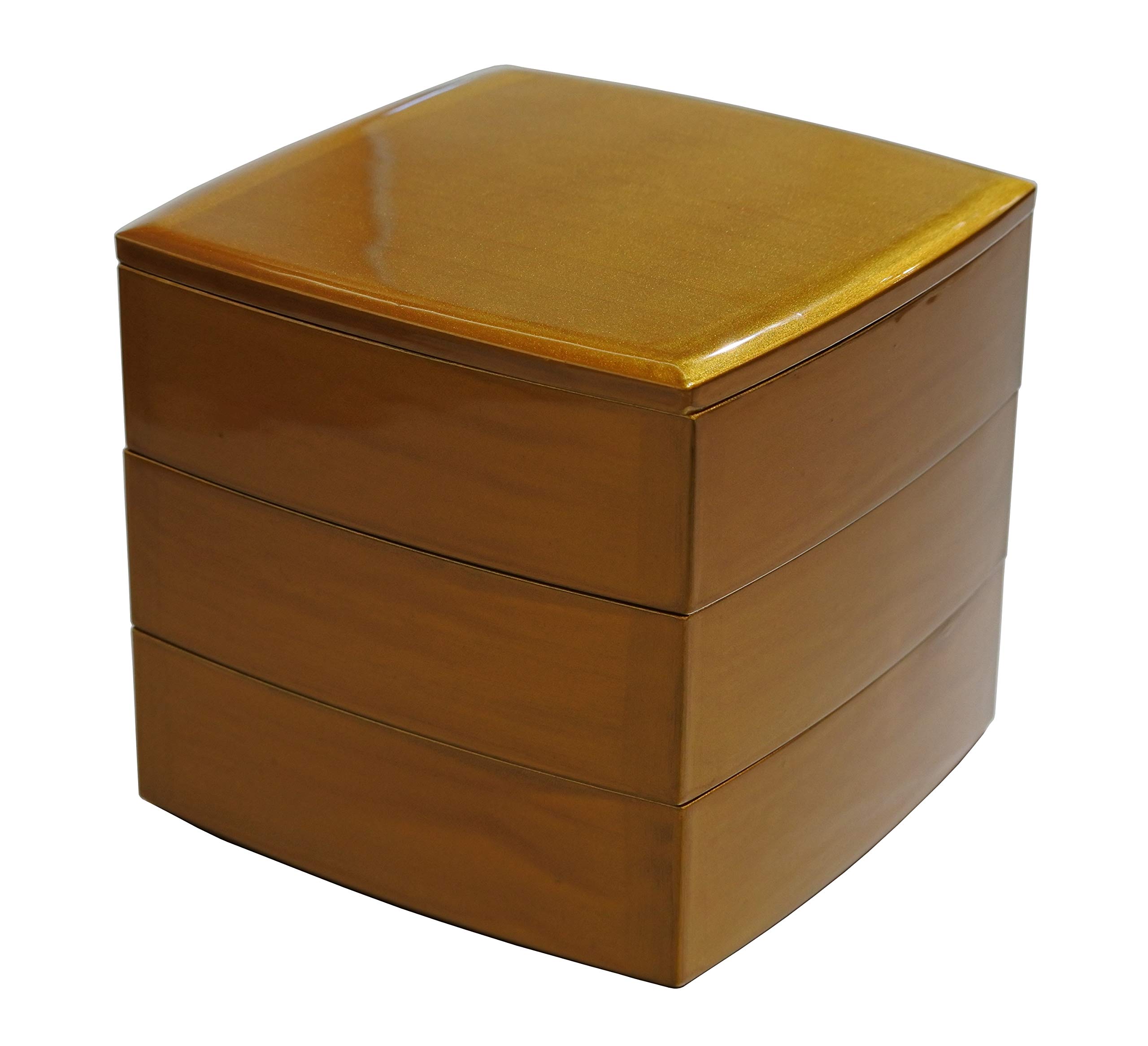 Amazon.co.jp: 北市漆器店 重箱 金 19.6X19.6X17.7cm 手塗うるし6.5三
