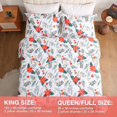 Miniatura 10 de JSD Juego de edredón de 3 piezas con estampado floral amarillo, tamaño King, edredón ligero de microfibra botánica para todas las estaciones con