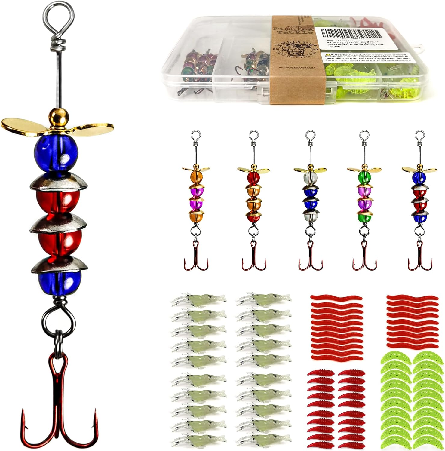 VMSIXVM Ice Fishing Lures Ice Fishing Jigs Starter Kit, Ice Fishing