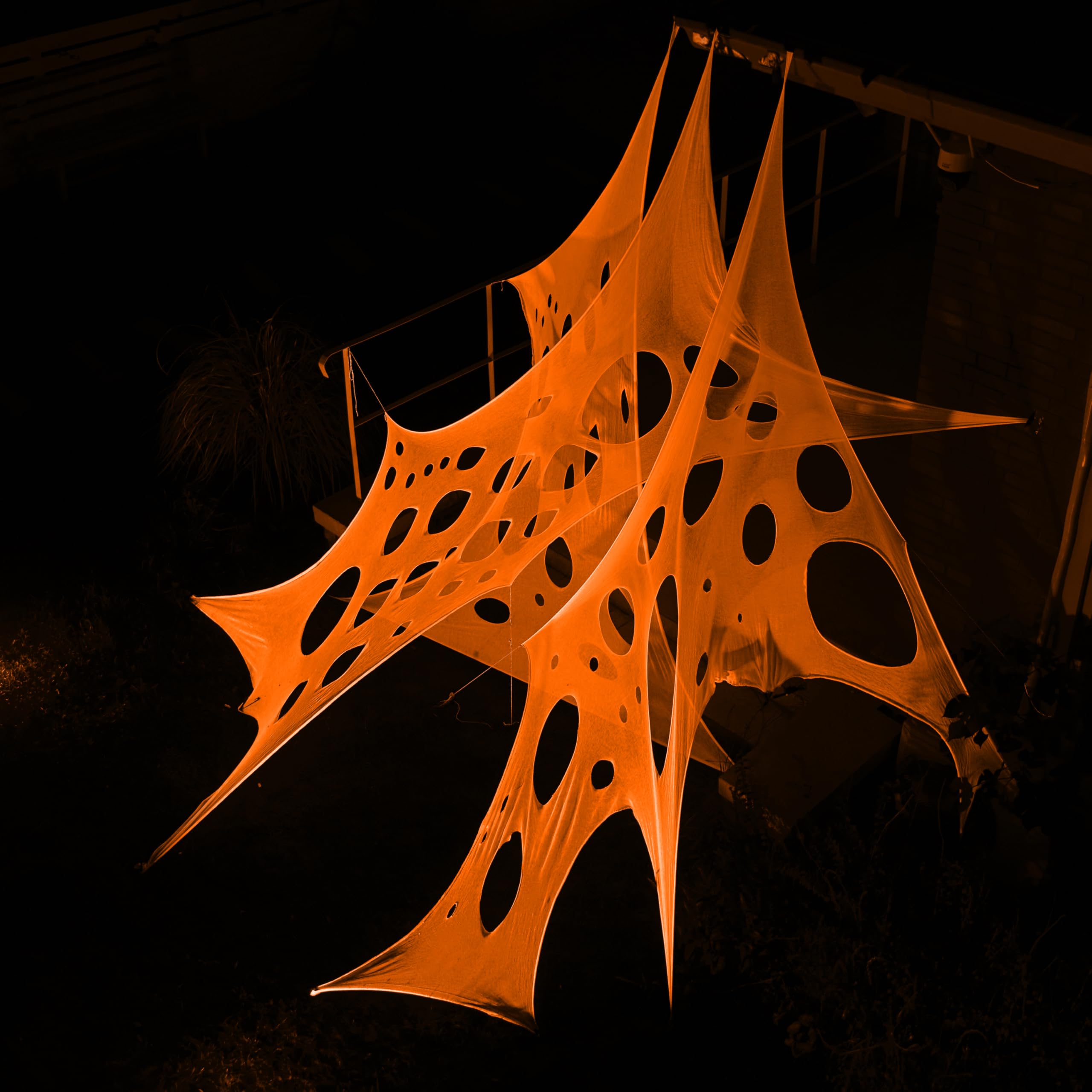 JOYIN Telaraña de Halloween de 1000 pies Cuadrados, decoración al Aire Libre, telarañas Gigantes Que Brillan en la Oscuridad, telaraña elástica Flexible en Blanco (Azul por la Noche), Verde, Naranja