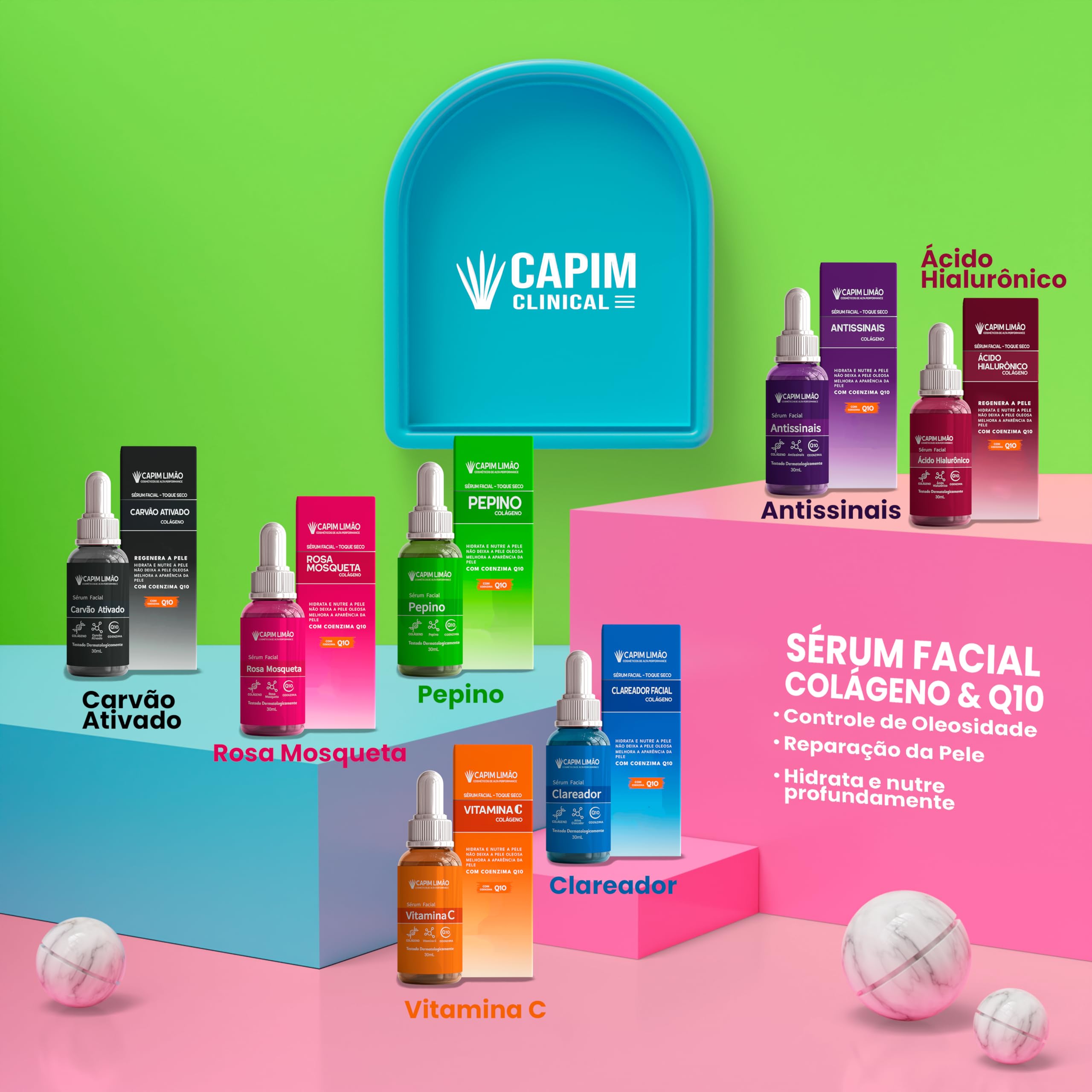 Serum Facial Pepino Antiolheiras Capim Clinical 30ml Com Colageno
