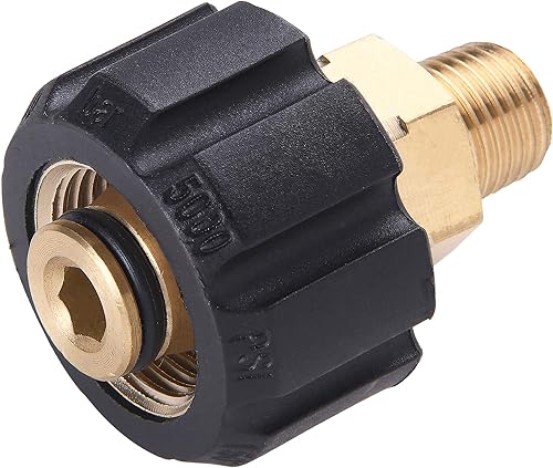 Tool Daily Adaptador para lavadora a presión, hembra métrica M22 a conector NPT macho de 14 pulgadas, 5000 PSI
