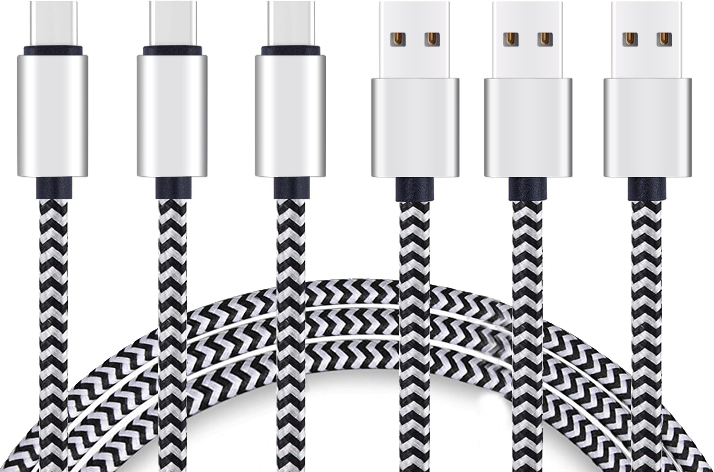 Ailun USB Type C Cable 3ft 3Pack High Speed Type-C to USB A Sync and Charging Nylon Braided Cable for Galaxy S22,Galaxy S21,Galaxy s20 and More Smartphone Tablets Silver BlackGrey NOT Micro USB