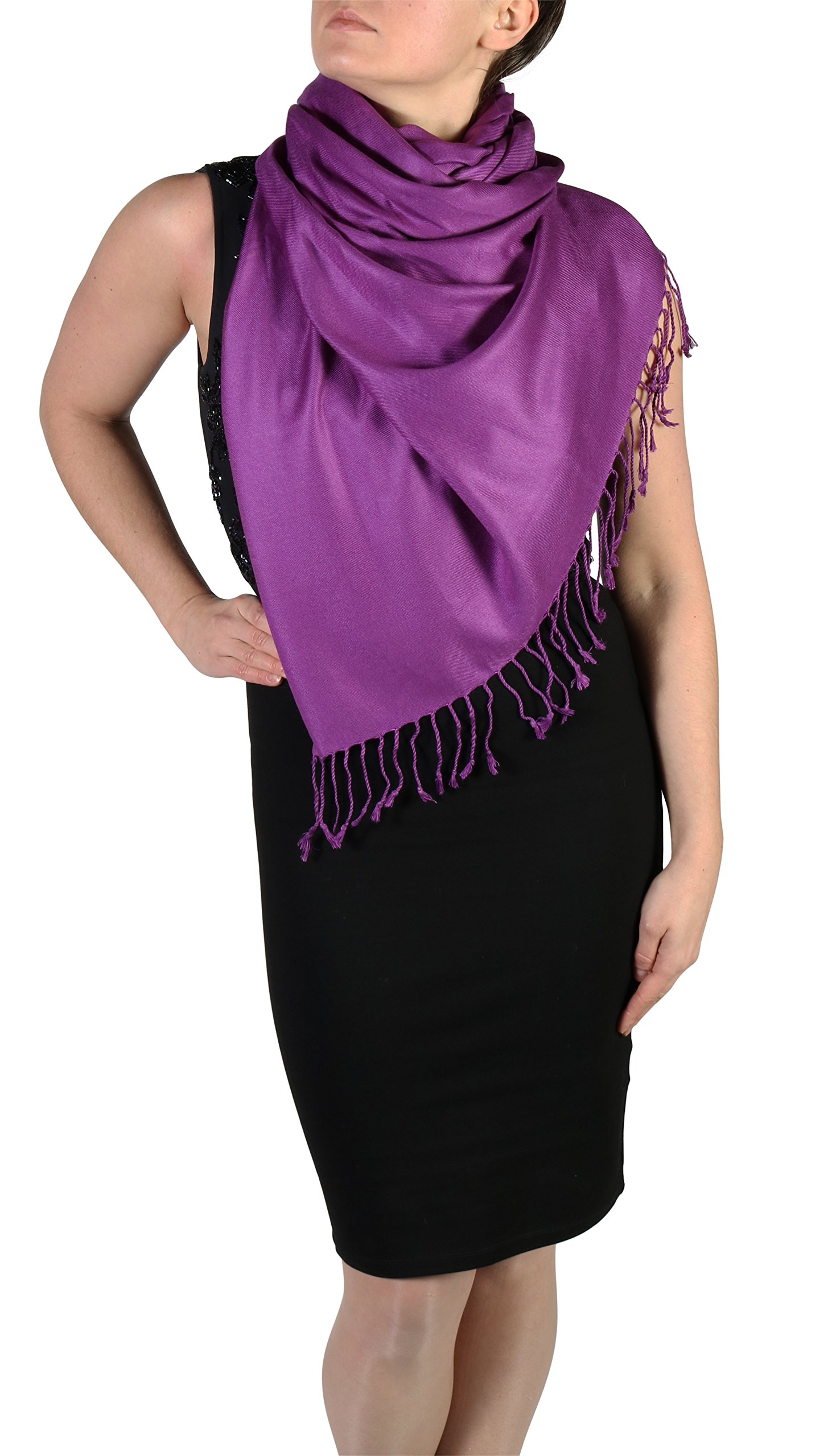 York Shawls Stola sciarpa pashmina da donna - Con Nappine - (20+ colori), fatta a mano