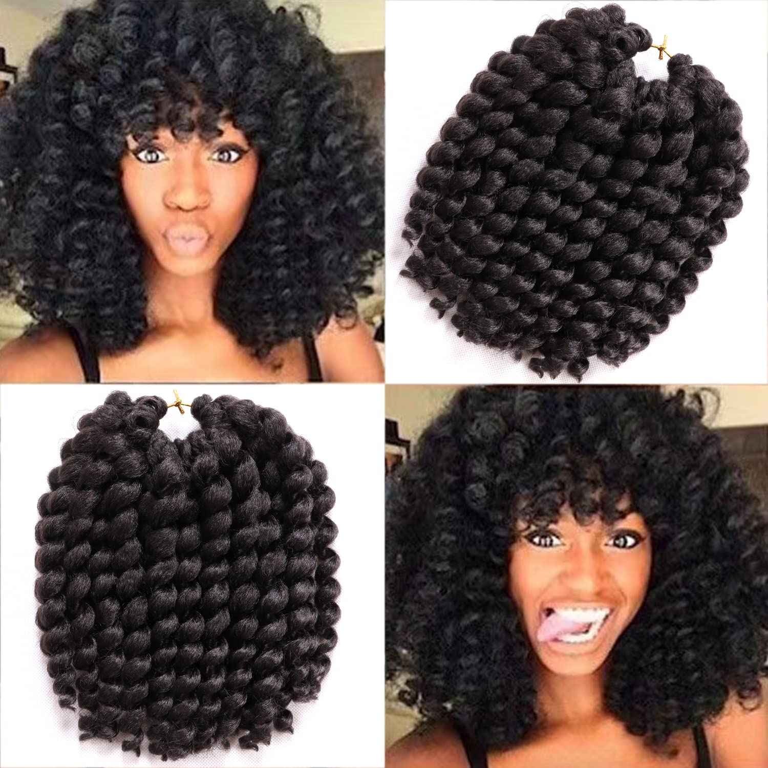 10 Inch Jamaican Bounce Crochet Hair 22 Strands 4 Packs Wand Curl Crochet Hair Curly Crochet Braids for Black Women (10 Inch 4 Packs, #2)