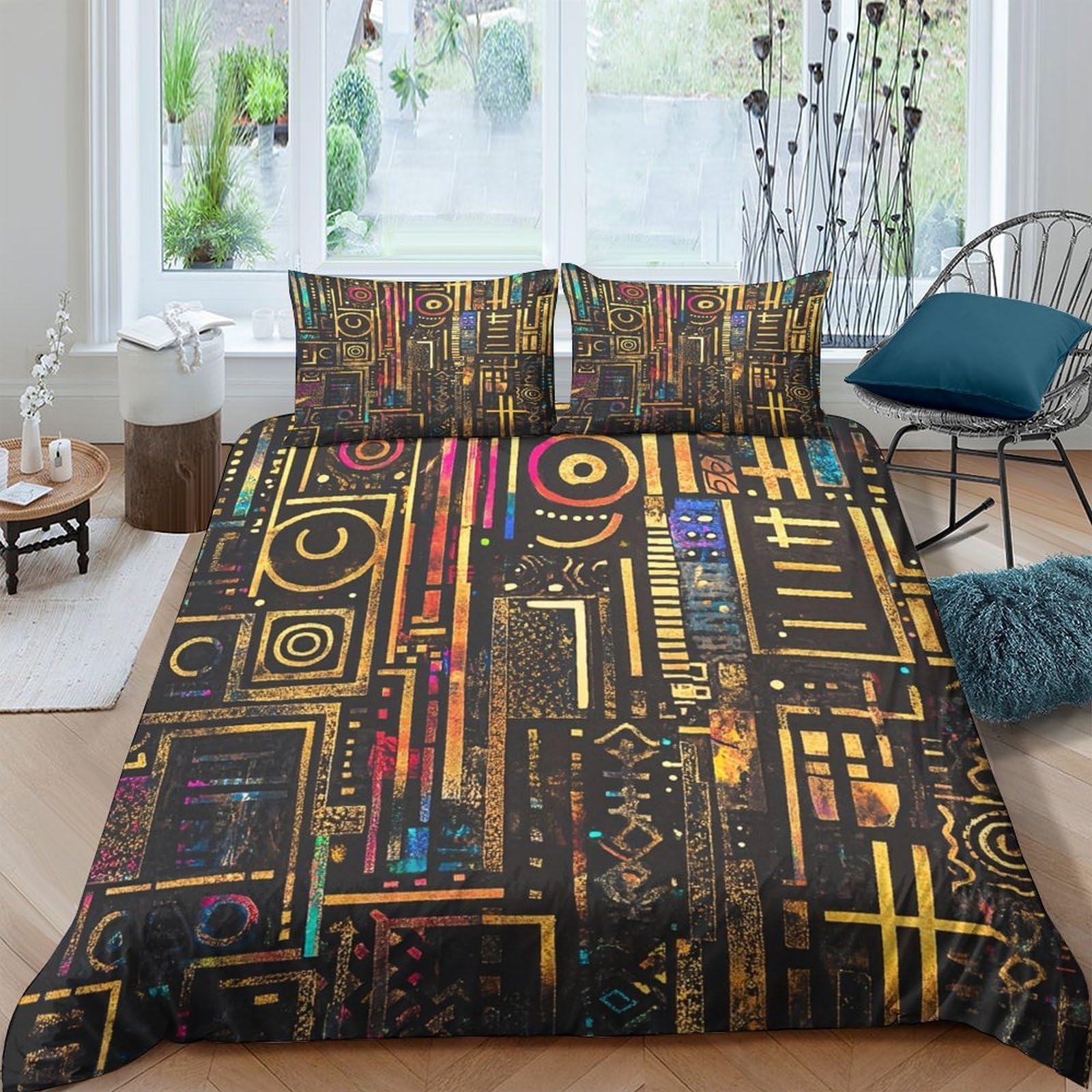 XFKLYNVCJ 3D Printed Abstract Geometric Duvet Cover Premium Polyester Modern Digital Comforter Cover Hypoallergenic Stain Resistant for Student Dormitory College Use King（220x240cm）