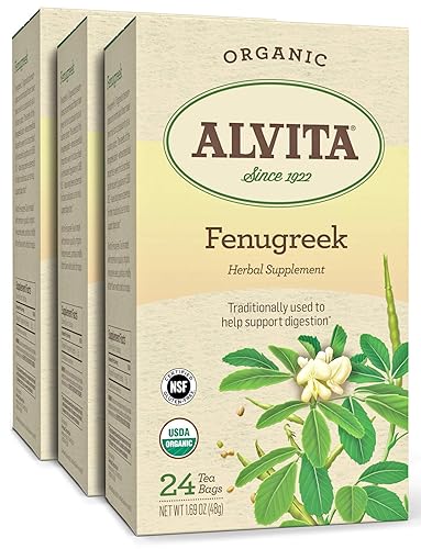 Miniatura 4 de Alvita Té de hierbas de fenogreco orgánico hecho con semillas de fenogreco orgánicas de primera calidad y sabor amargo suave 24 bolsas de té