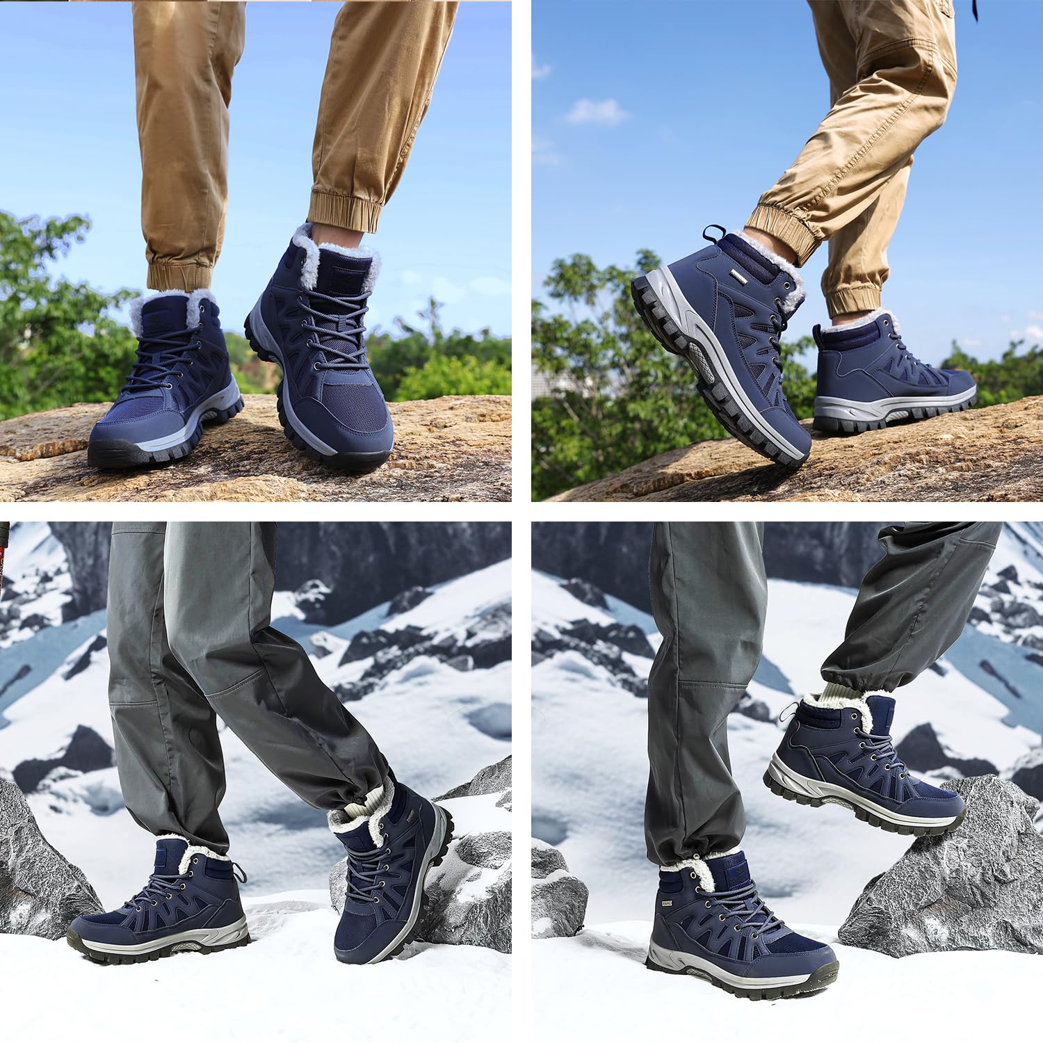 FLARUT Stivali Invernali da Uomo Fodera Calda Stivali da Montagna Stivali da neve Stivali da Trekking Scarpe Invernali Scarpe da neve Scarpe da Esterno