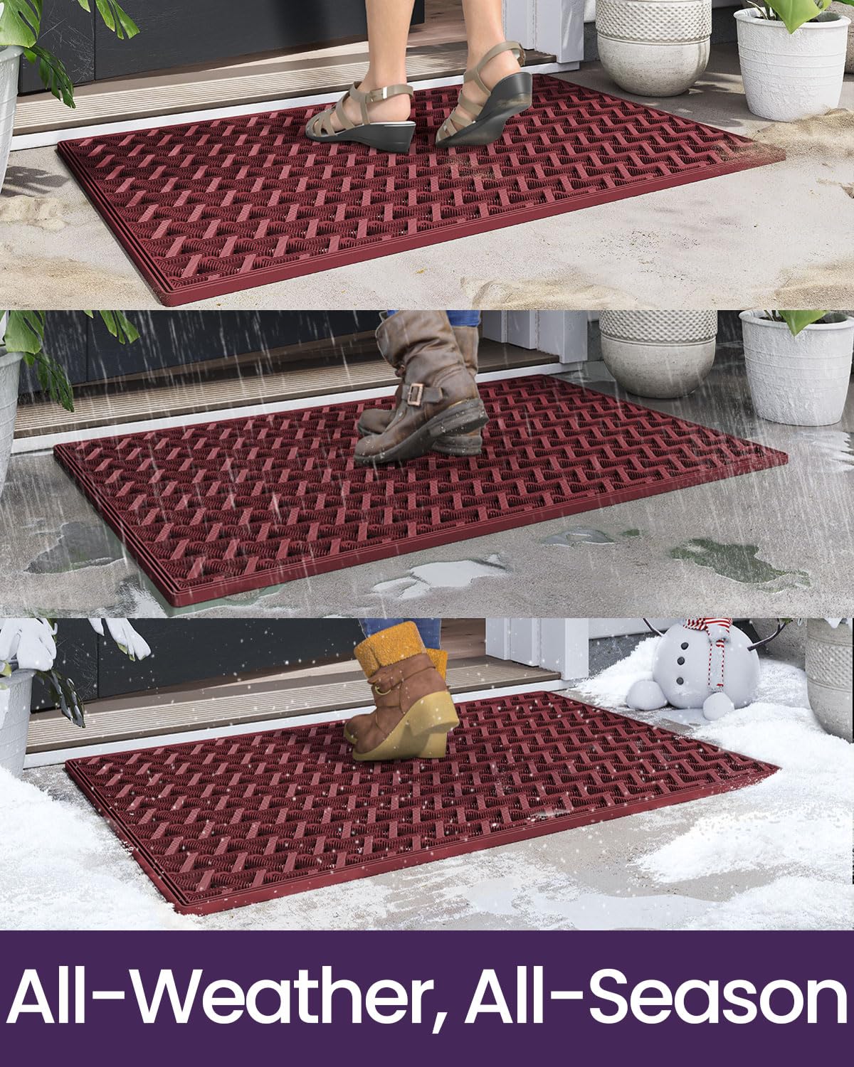DEXI Zerbino in gomma per ingresso esterno, 61 x 91 cm, rosso