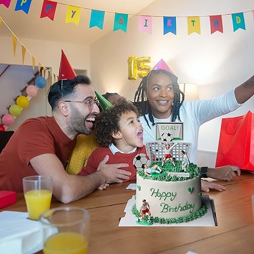 Miniatura 7 de Decoración para tartas de fútbol, juguetes de jugadores de fútbol, fiesta temática de fútbol, decoración de pasteles de feliz cumpleaños, decoración