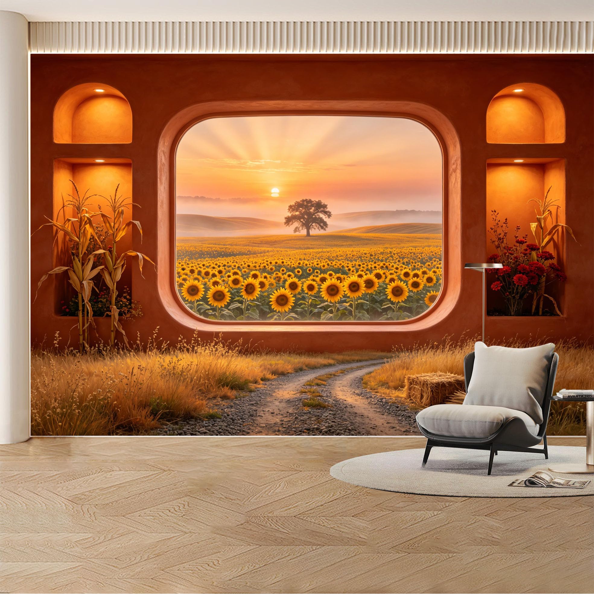 Custom Wall Mural Wallpaper Snowy Mountain Cabin， Pine Forest Lake， Landscape Nature 3D Effect Wall Decor， Misty Sunset Nordic Removable SelfAdhesive Large Photo for Living Room， Bedroom， Office