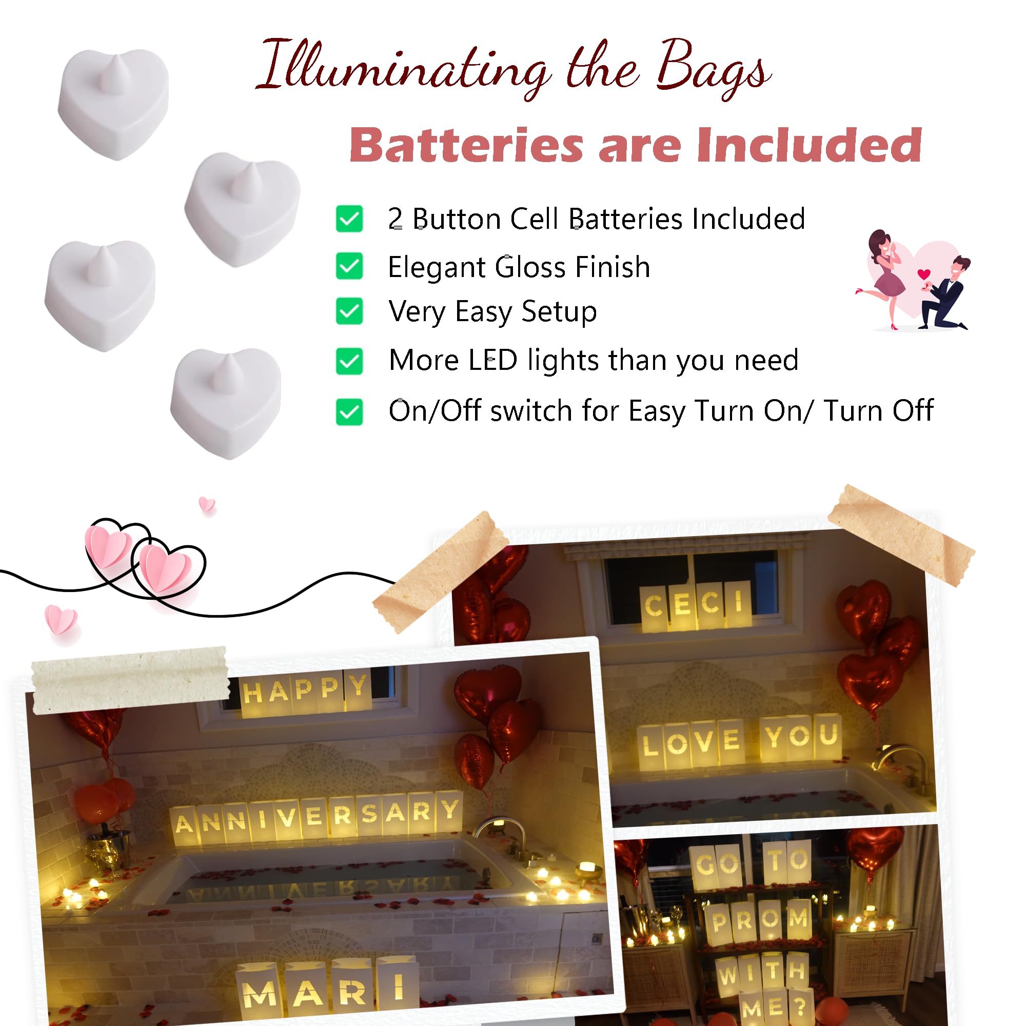 Amazon | Will You Marry Me?LEDティーライトキャンドル、バルーン