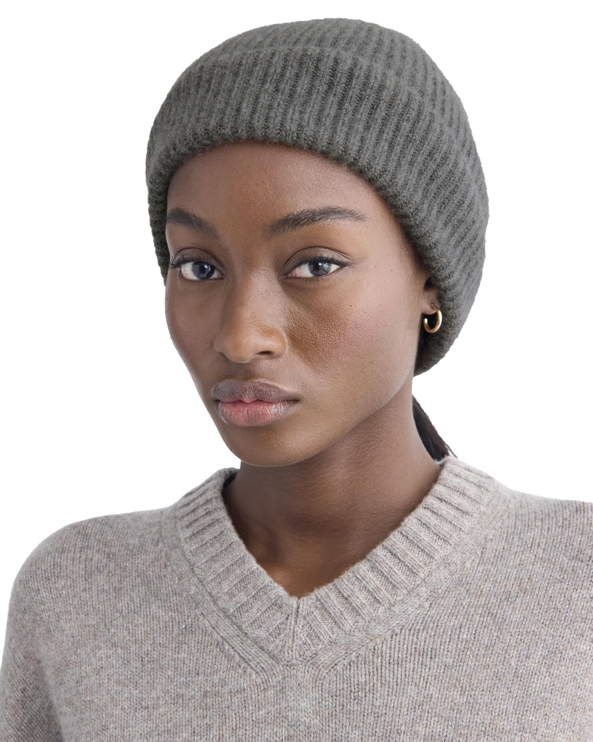 Everlane Unisex-Adult Everlane The Cashmere Ribbed Beanie, Heather Charcoal, One Size