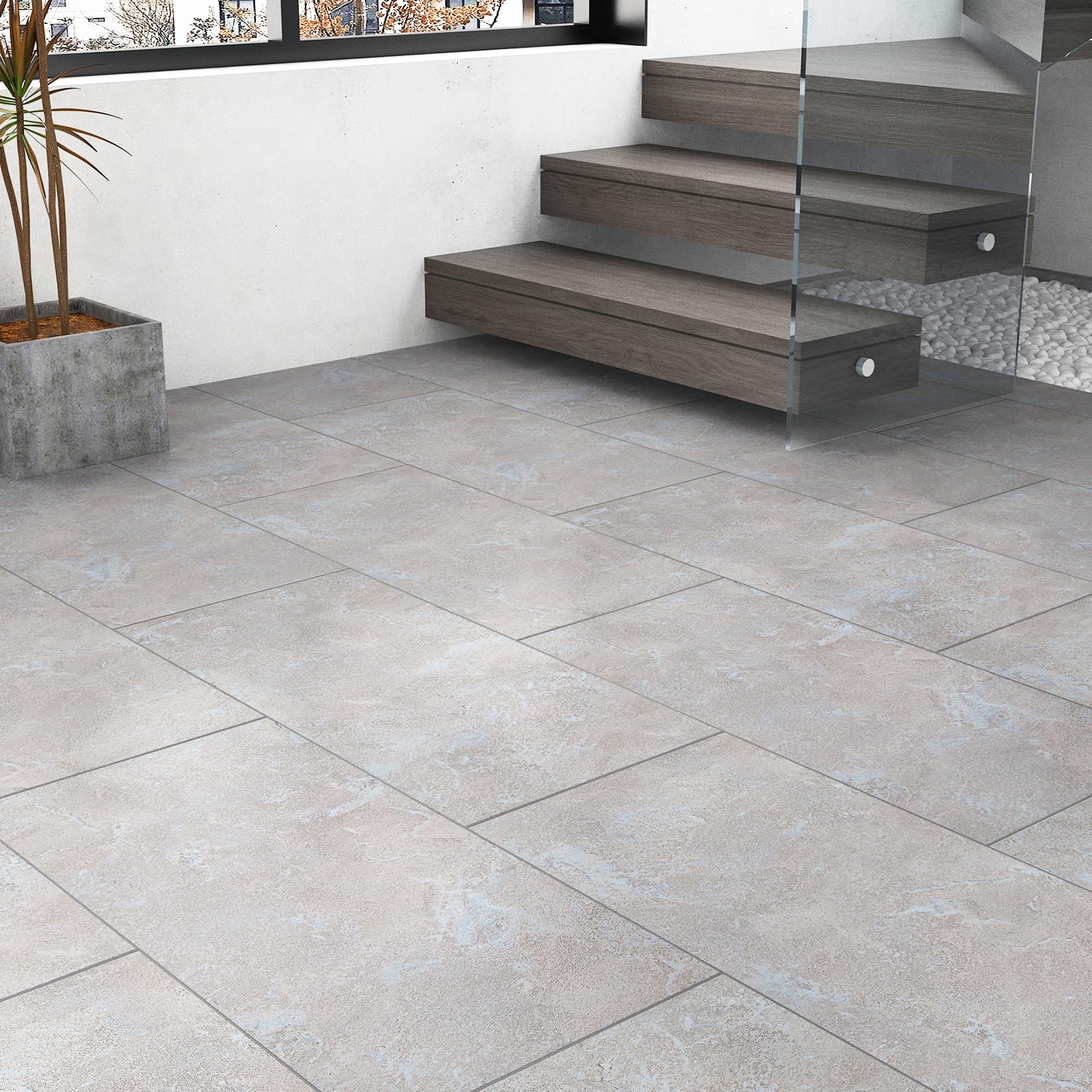 15 Pièces Revetement De Sol PVC Gris Dalle PVC Adhesive Sol Lavable Parquet Lino Vintage Pour Salon Cuisine Carrelage Adhesif Gris Carrelage Salle De Bain 60 x 30cm