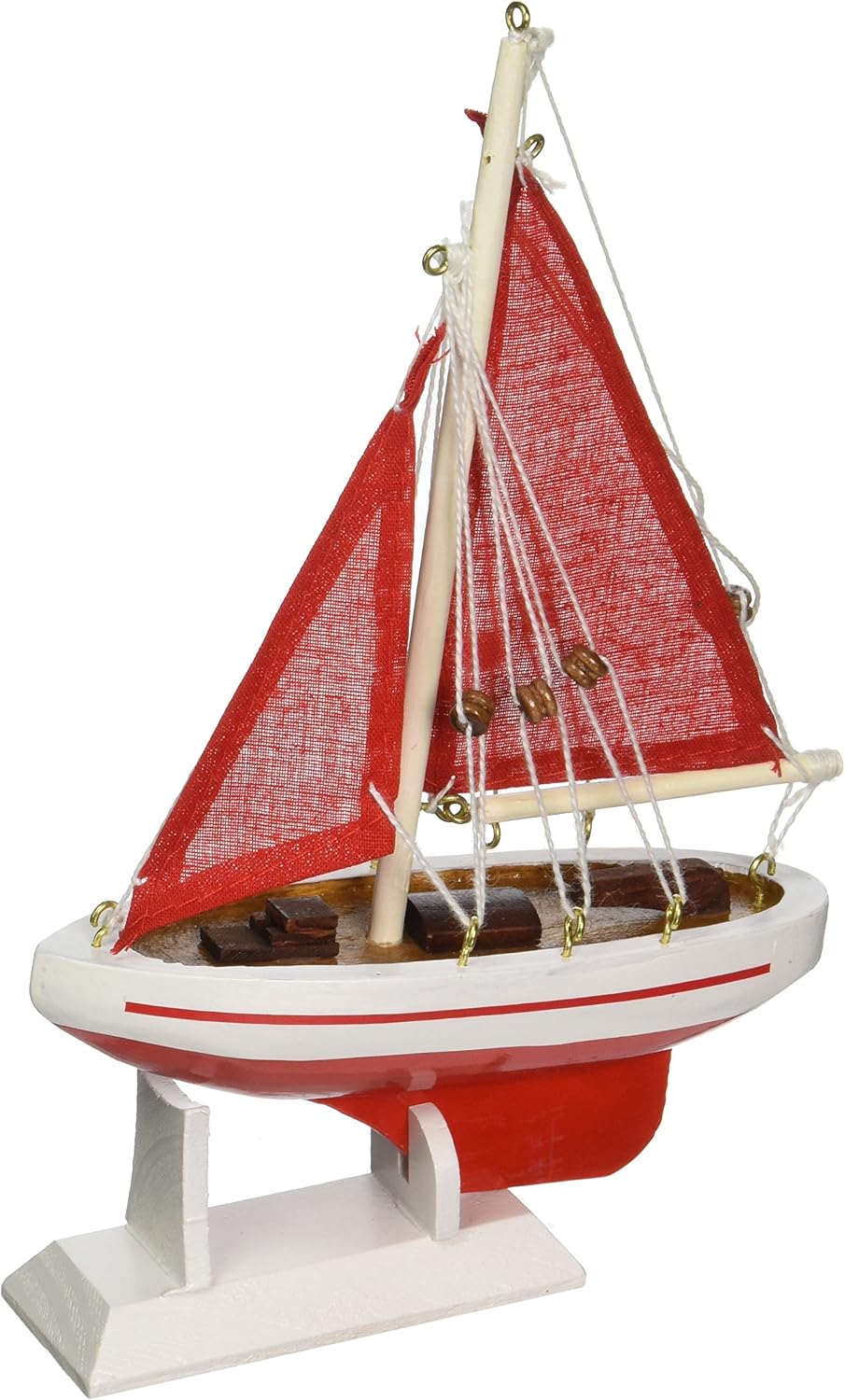 Hampton Nautical Red Sailboat with Red Sails Christmas Tree Ornament 9" - Model Boat - Nautical Christmas Tree Decoration
