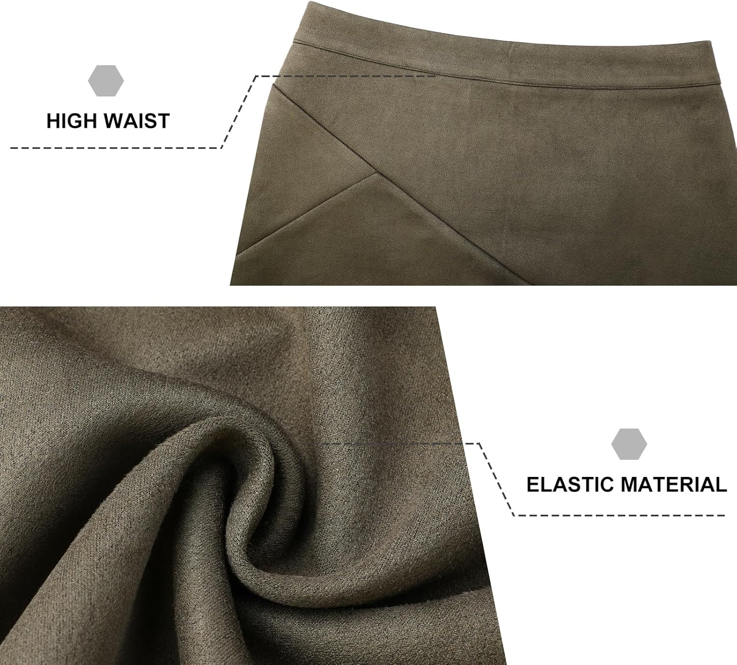 SEAFORM Women's Faux Suede Mini Skirt Fall Winter Bodycon Short Skirts High Waist Trendy Pencil Skirt for Women - Image 4