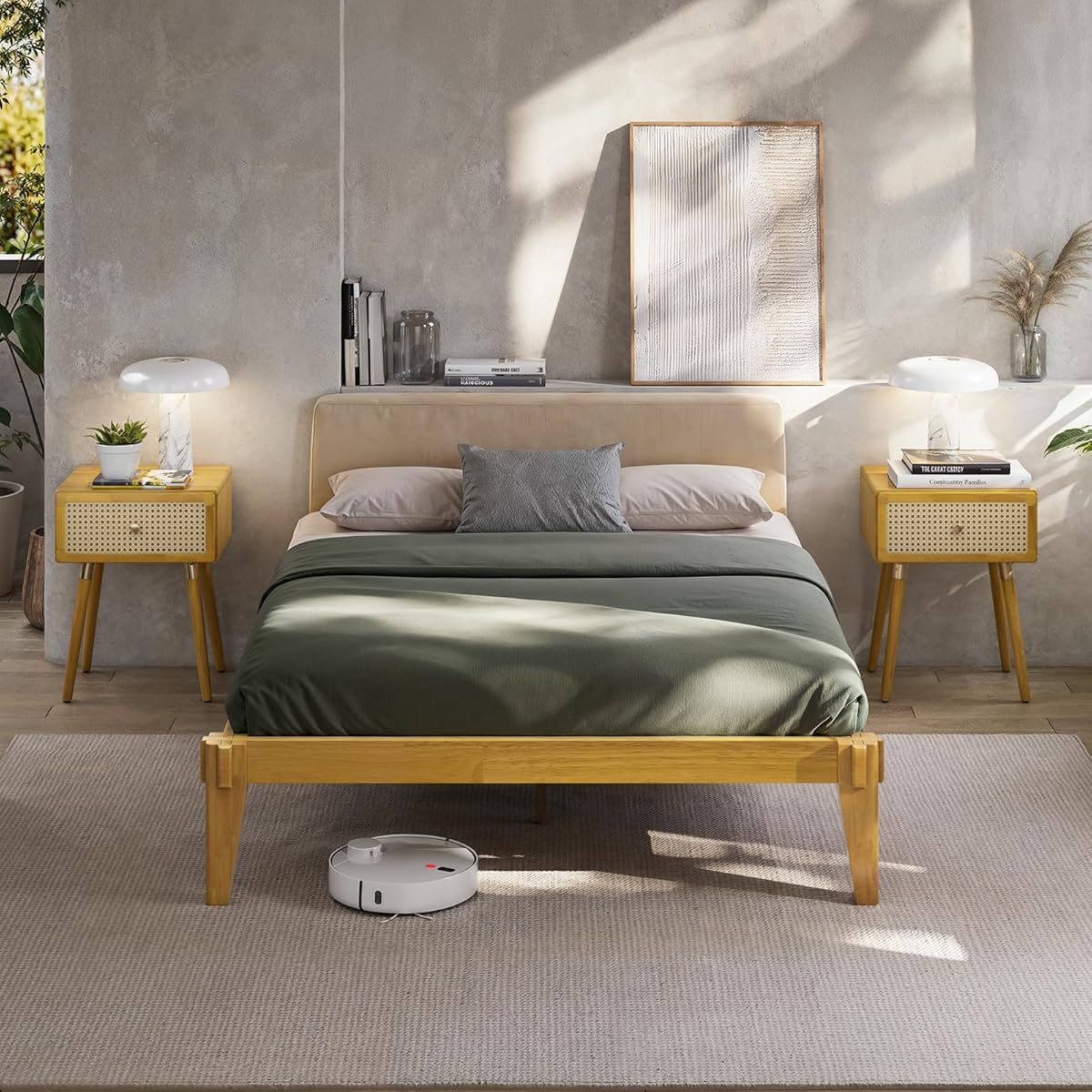 Bme Chalipa 14” Solid Wood Bed Frames - Wood Platform Bed Frame - Japanese Joinery Bed Frame - Wood Slat Support - Bed Without Box Spring - Easy Assembly - Minimalist & Modern Style, Natural - Full