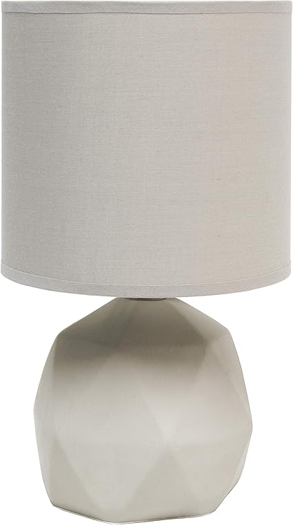 Simple Designs Geometric Table Lamp - Gray Metal Square Shade For Bedroom Or Living Room