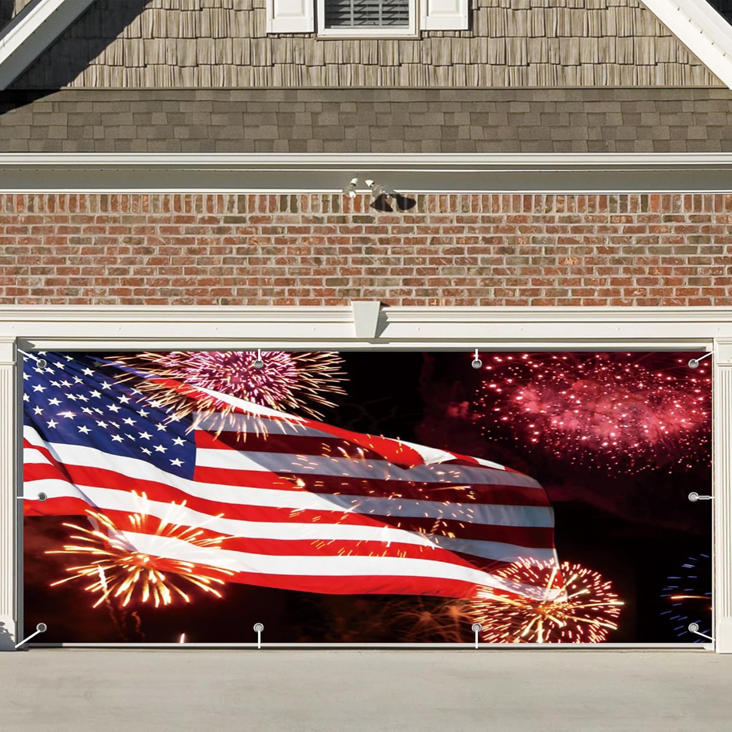 CSFOTO 7x16ft American Flag Garage Door Decoration Banner 4th of July Independence Day Garage Decoration Wallpaper National Day Labor Day Party Background Patriotic Party Yard Props