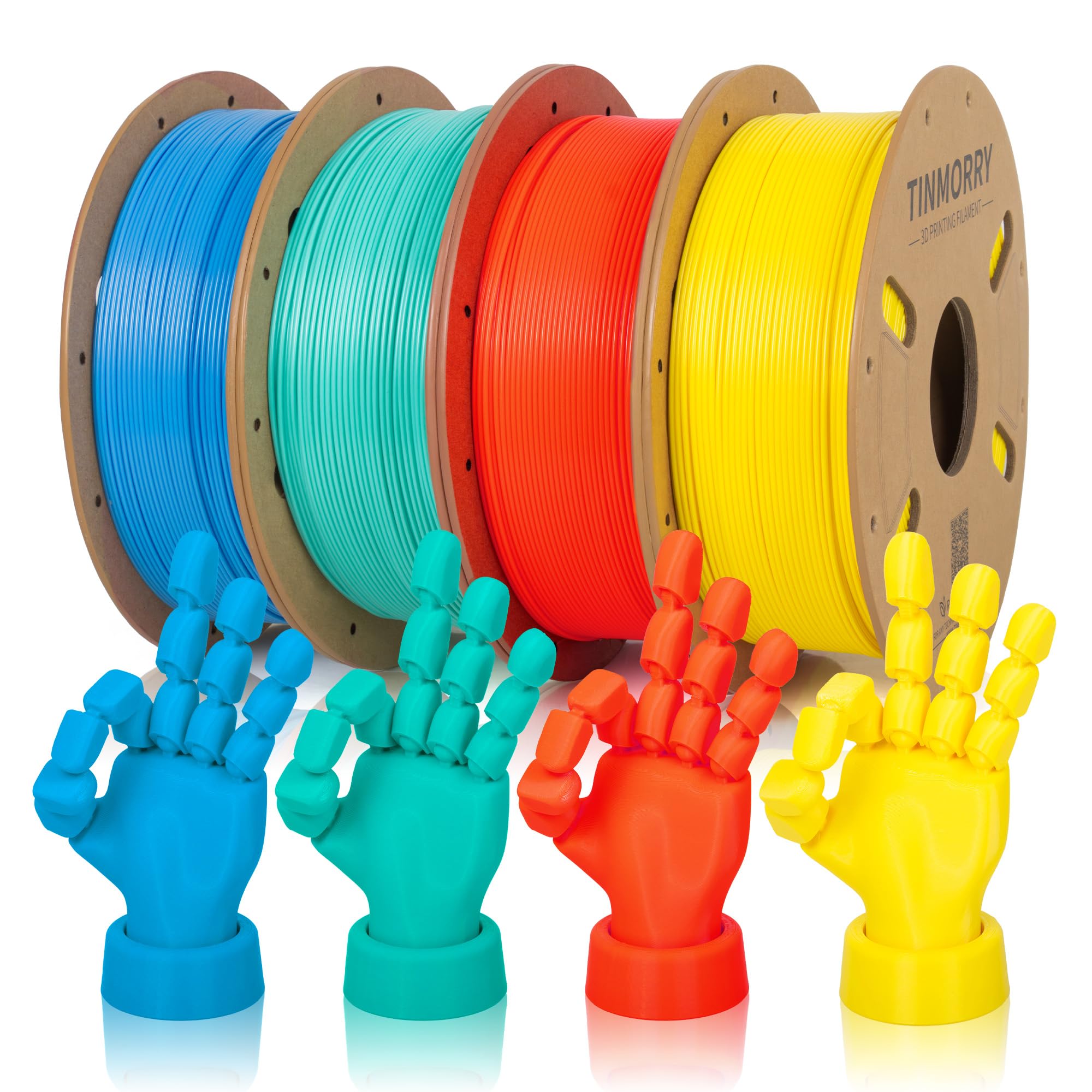 TINMORRY Filamento PETG Rápido 1,75 mm, filamento impresora 3D 1kg X4 4 colores