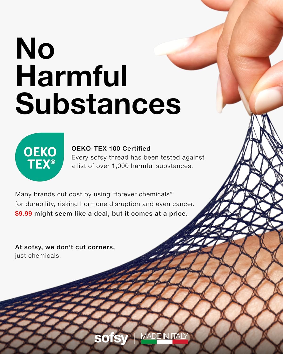 sofsy 10-Year Hosiery Craftsmanship - Italian Fishnet Stockings for Women | Goth High Waist Mesh Tights Reinforced Toe - Image 2