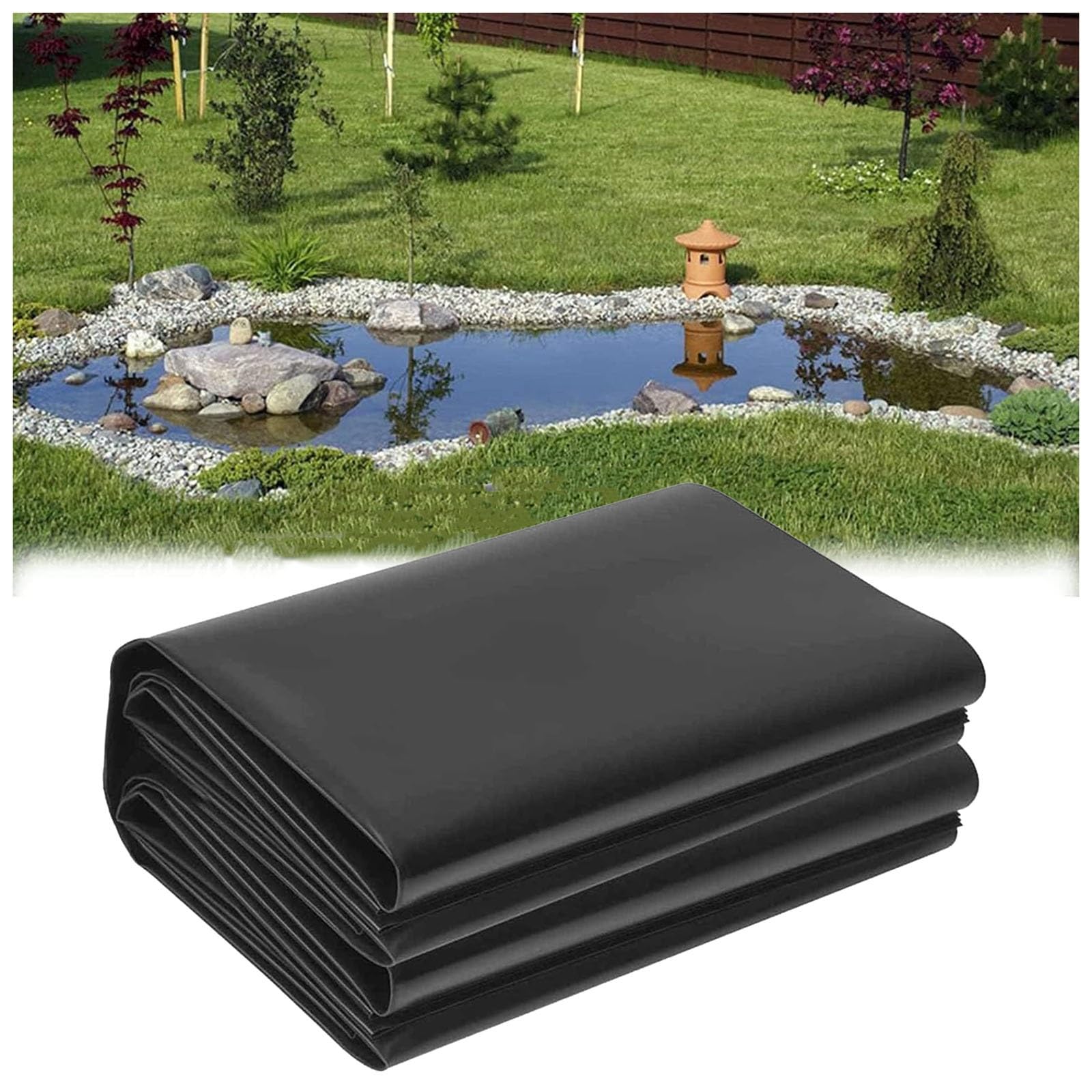 Heavy Duty HDPE Pond Liner - Flexible 0.12mm Thick Waterproof Membrane For Fish Ponds, Water Gardens-1150149