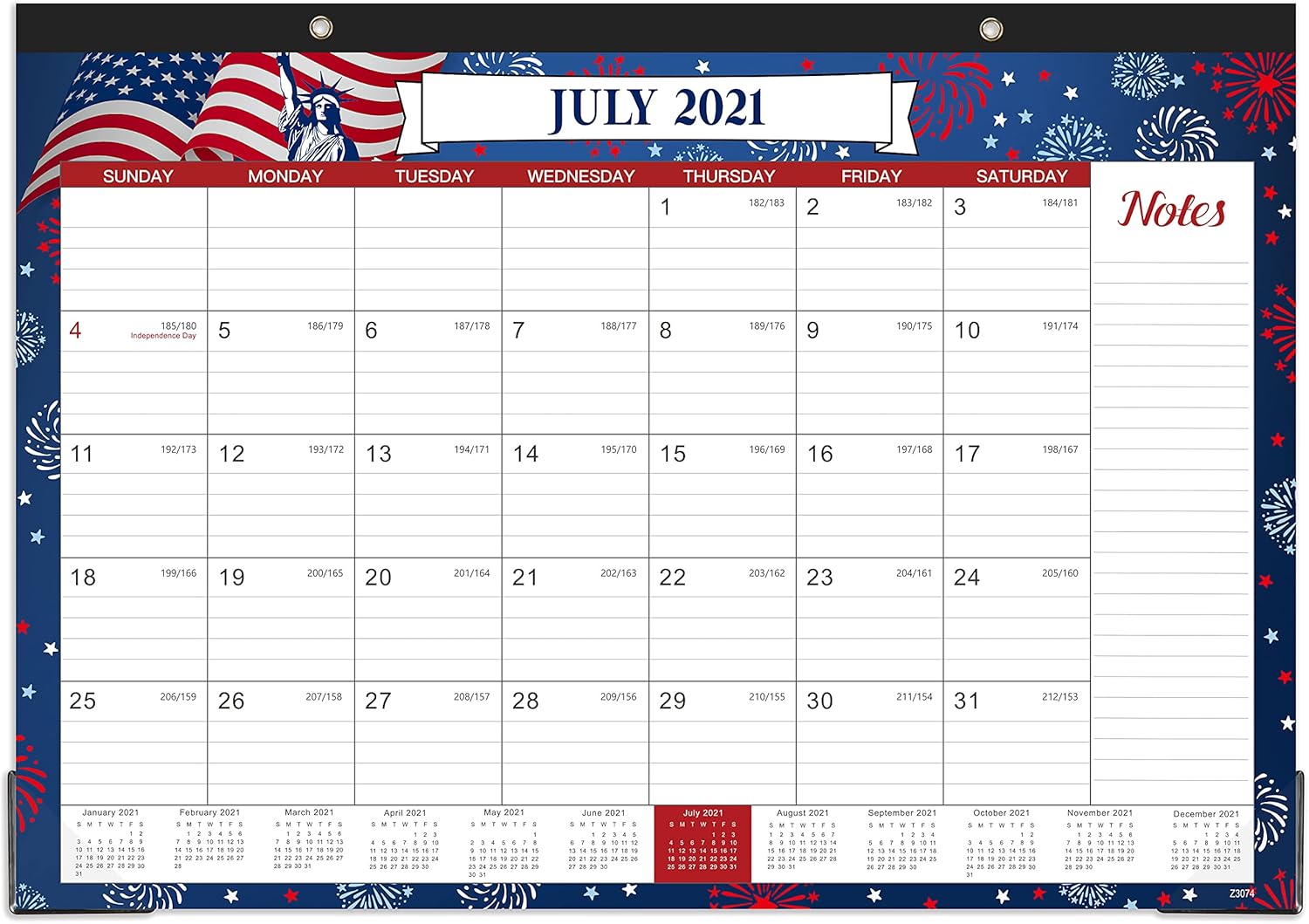 2022 Desk Calendar - 18 Monthly Desk/Wall Calendar, 16.9" × 12.1", July 2021-December 2022, Large Ruled Blocks + Premium Thick Paper + Corner Protectors - 12 Different Themes : Office Products