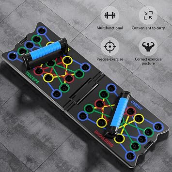 Foldable Push Up Board with Handles and Ropes 24-in-1 Multi-Function Home Gym Equipment for Chest, Shoulder & Triceps Workout Strength Training for Men & Women