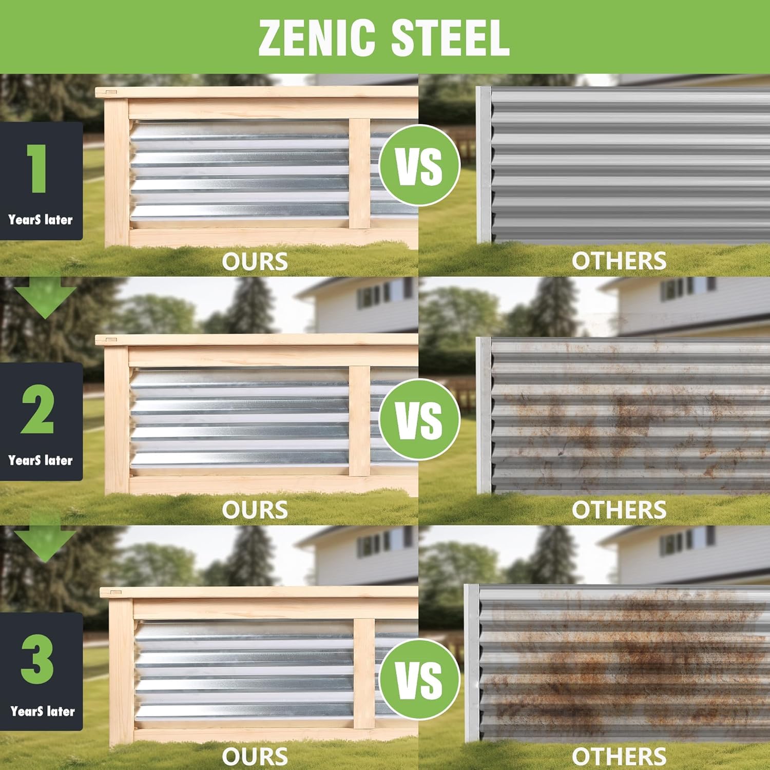 Wood Garden Raised Bed Outdoor Plant Box Planters for Outdoor Plants with Galvanized Metal for Herbs Vegetables Flowers Great Patio Deck Balcony 4X2FT