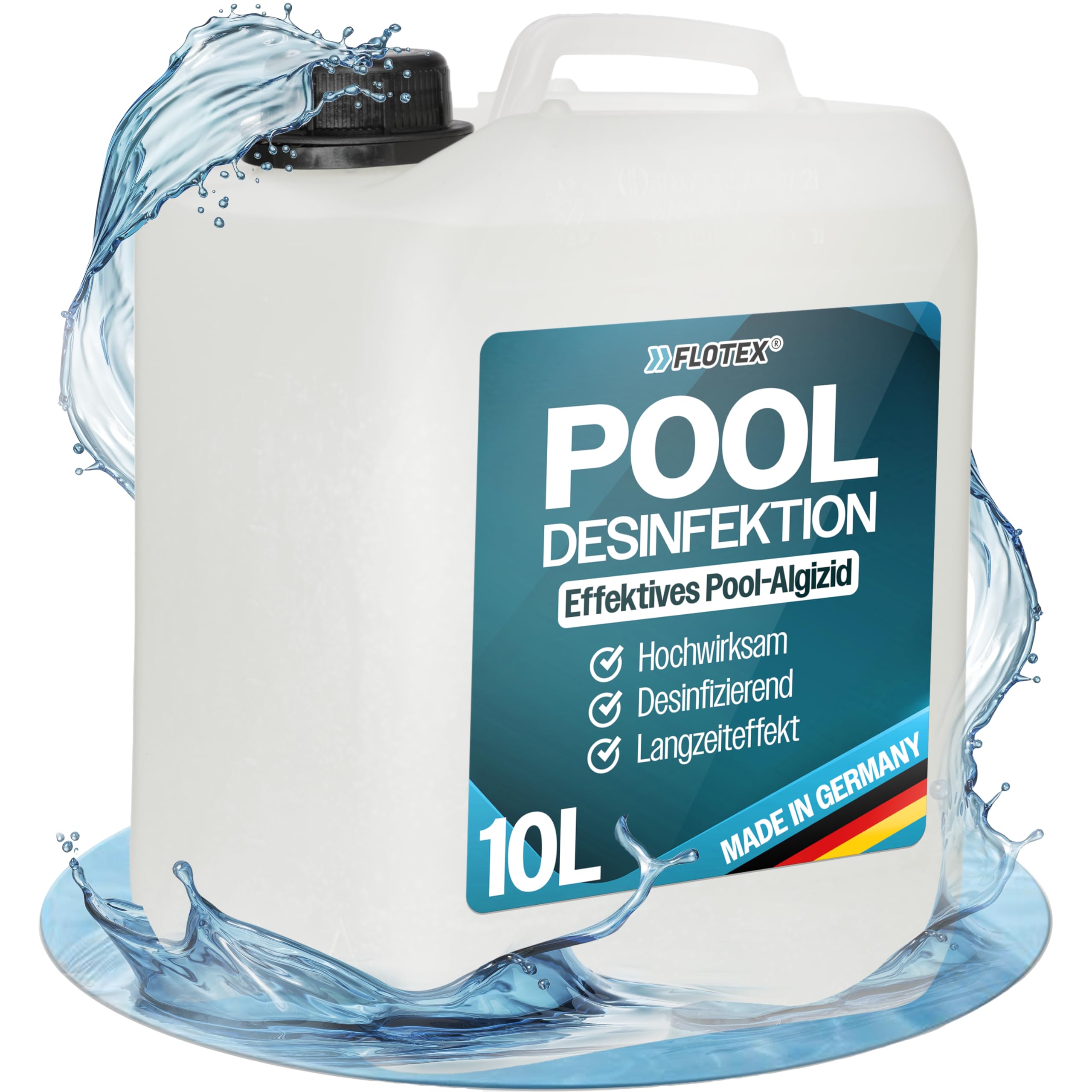 Pooldesinfektion 10L - Flüssiges Algizid für Pool I Pool Algenvernichter mit Klareffekt | Algenvernichter Pool | Desinfizierendes Reinigungsmittel gegen Algen