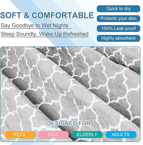 Miniatura 5 de OUTCREATOR Paquete de 2 almohadillas de cama para incontinencia, almohadillas antideslizantes impermeables (56 x 34 pulgadas) para niños pequeños,